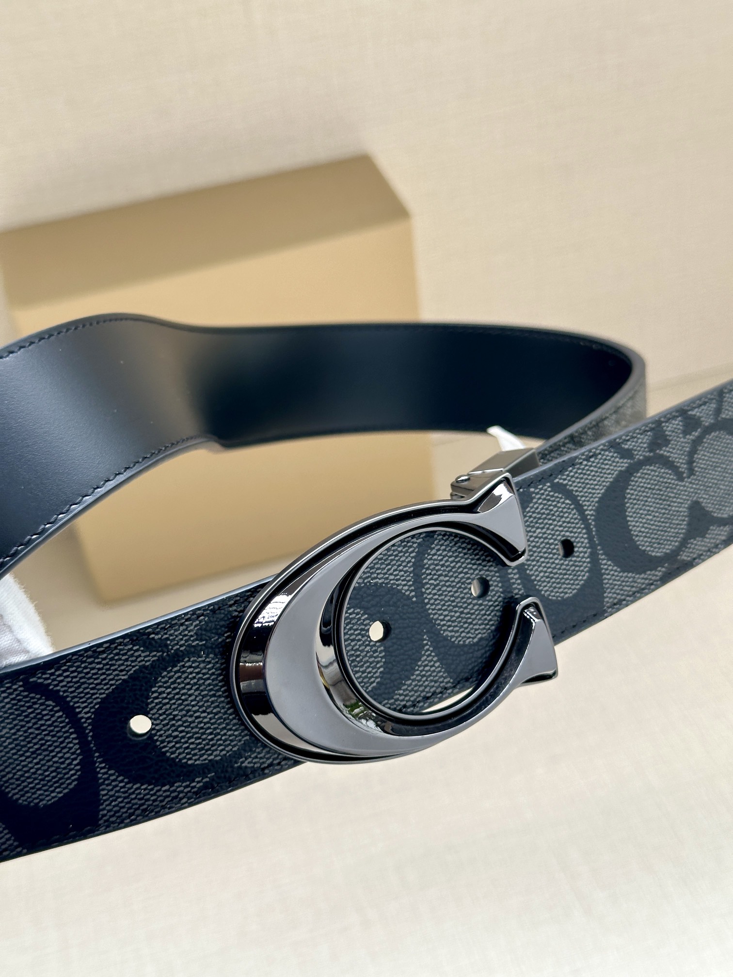 COACH Double Belt: Fine Leather and Classic Plaque Material, 3.8cm Wide – Versatile Style - 图片 2
