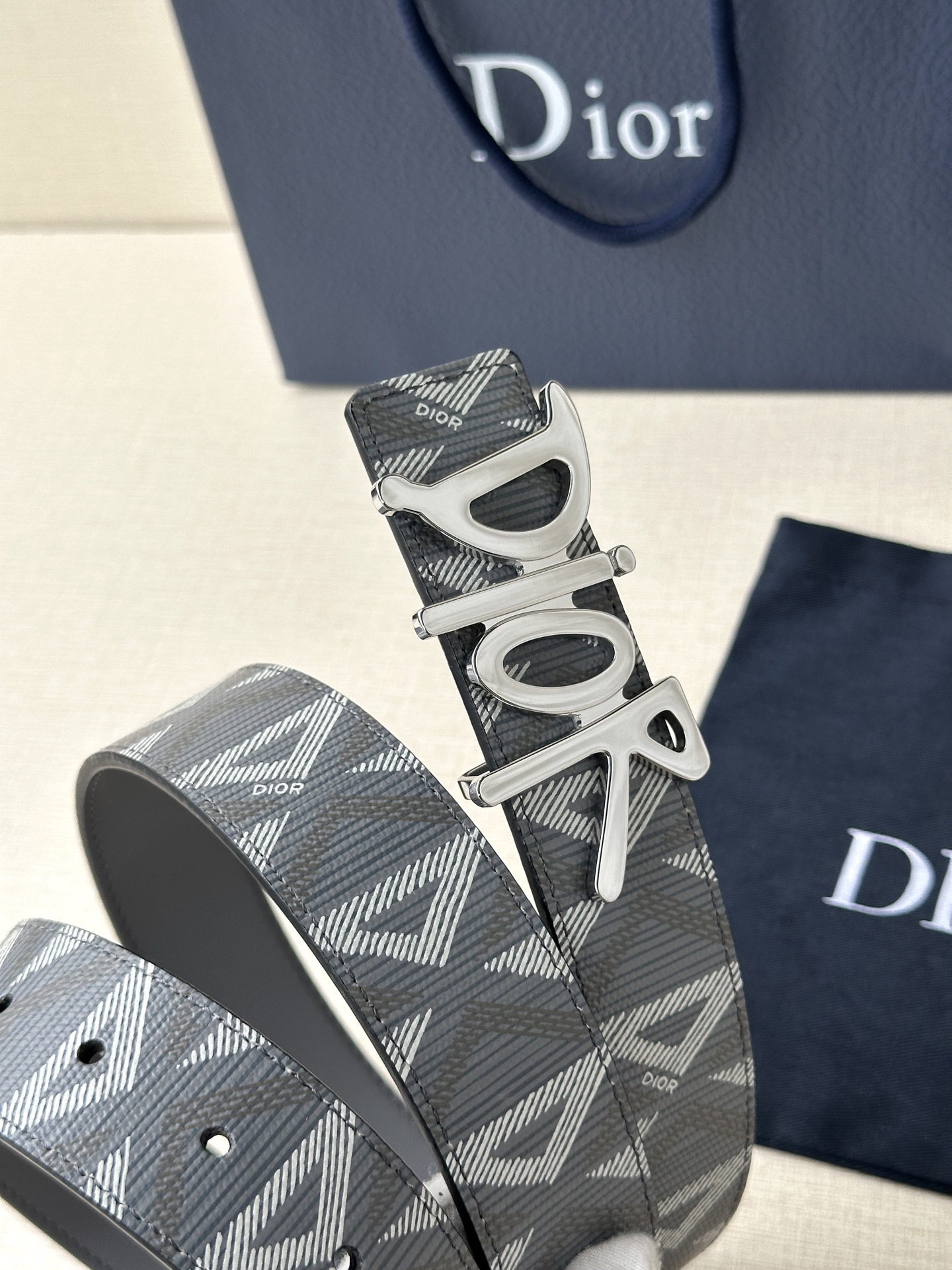 宽度3.5cm Dior 这款不锈钢金属腰带扣是春季系列新品，展示 CD Icon 标志和 Obliqu