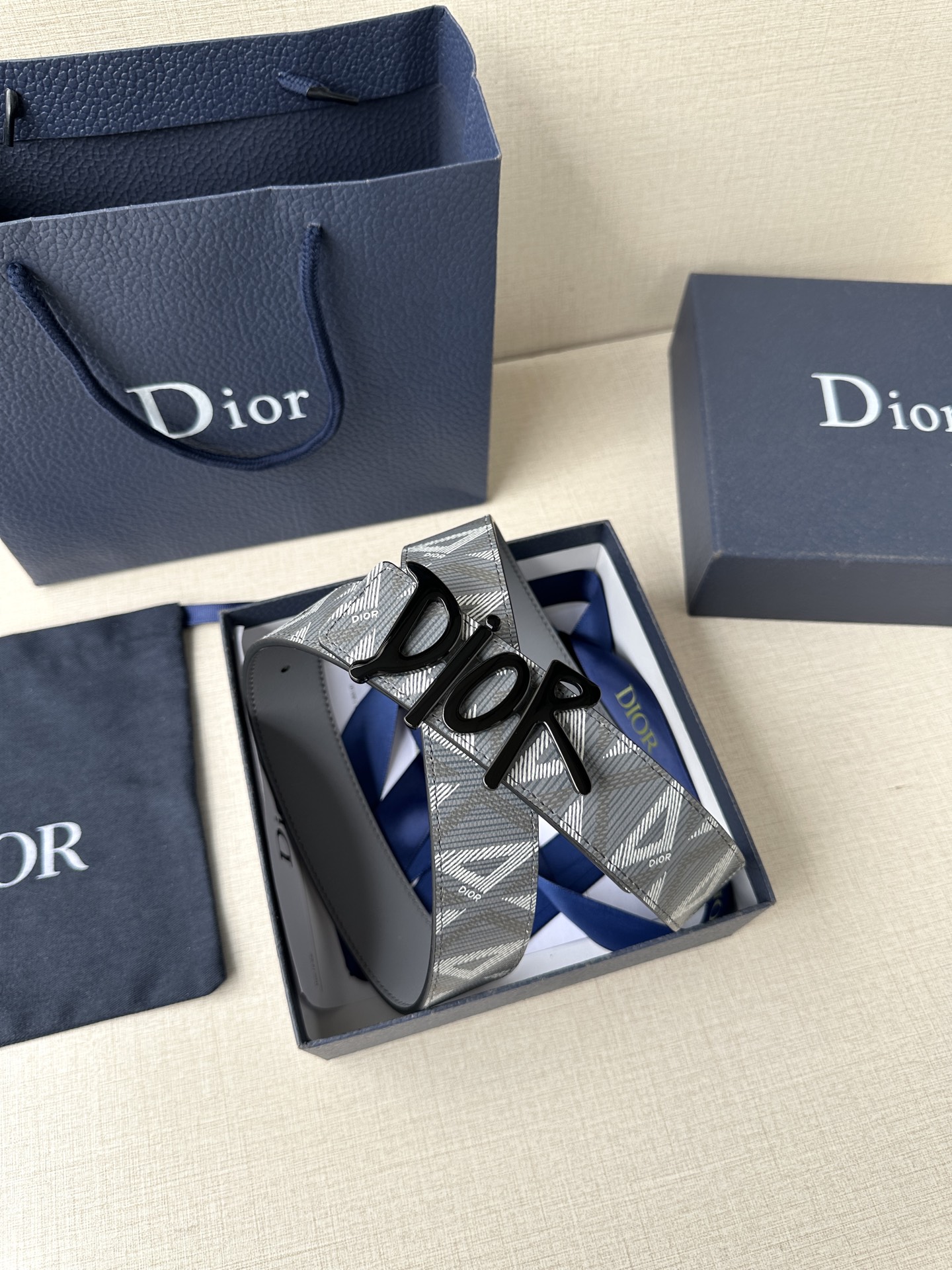 宽度3.5cm Dior 这款不锈钢金属腰带扣是春季系列新品，展示 CD Icon 标志和 Obliqu