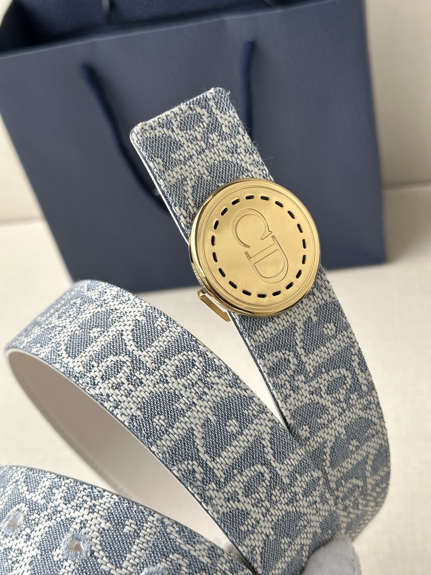 Authentic Dior Zidio Belt: Inspired by Rotational Mechanism of Handbag, Natural Smooth Cattle. - 图片 3
