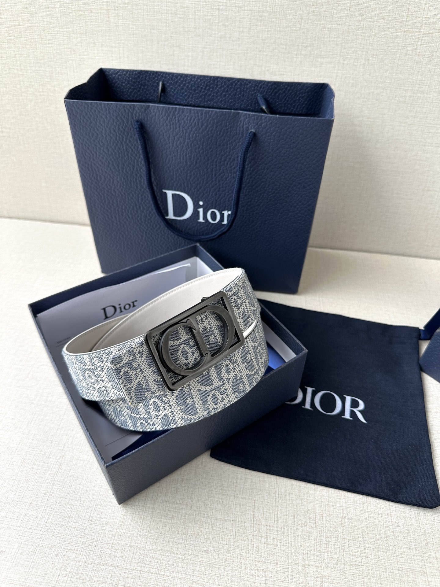 Authentic Dior Zidio Belt: Inspired by Rotational Mechanism of Handbag, Natural Smooth Cattle. - 图片 6