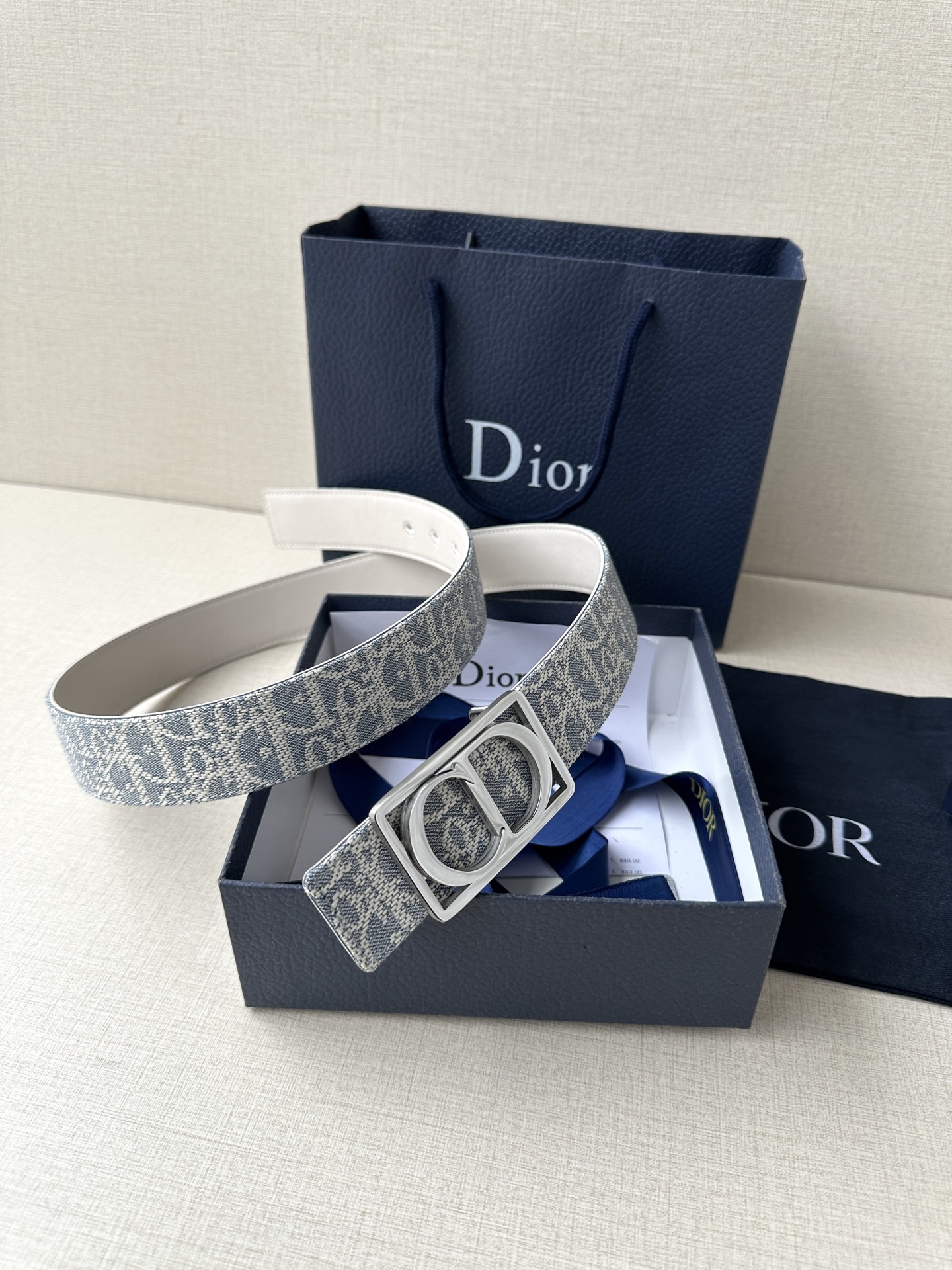 Authentic Dior Zidio Belt: Inspired by Rotational Mechanism of Handbag, Natural Smooth Cattle. - 图片 8