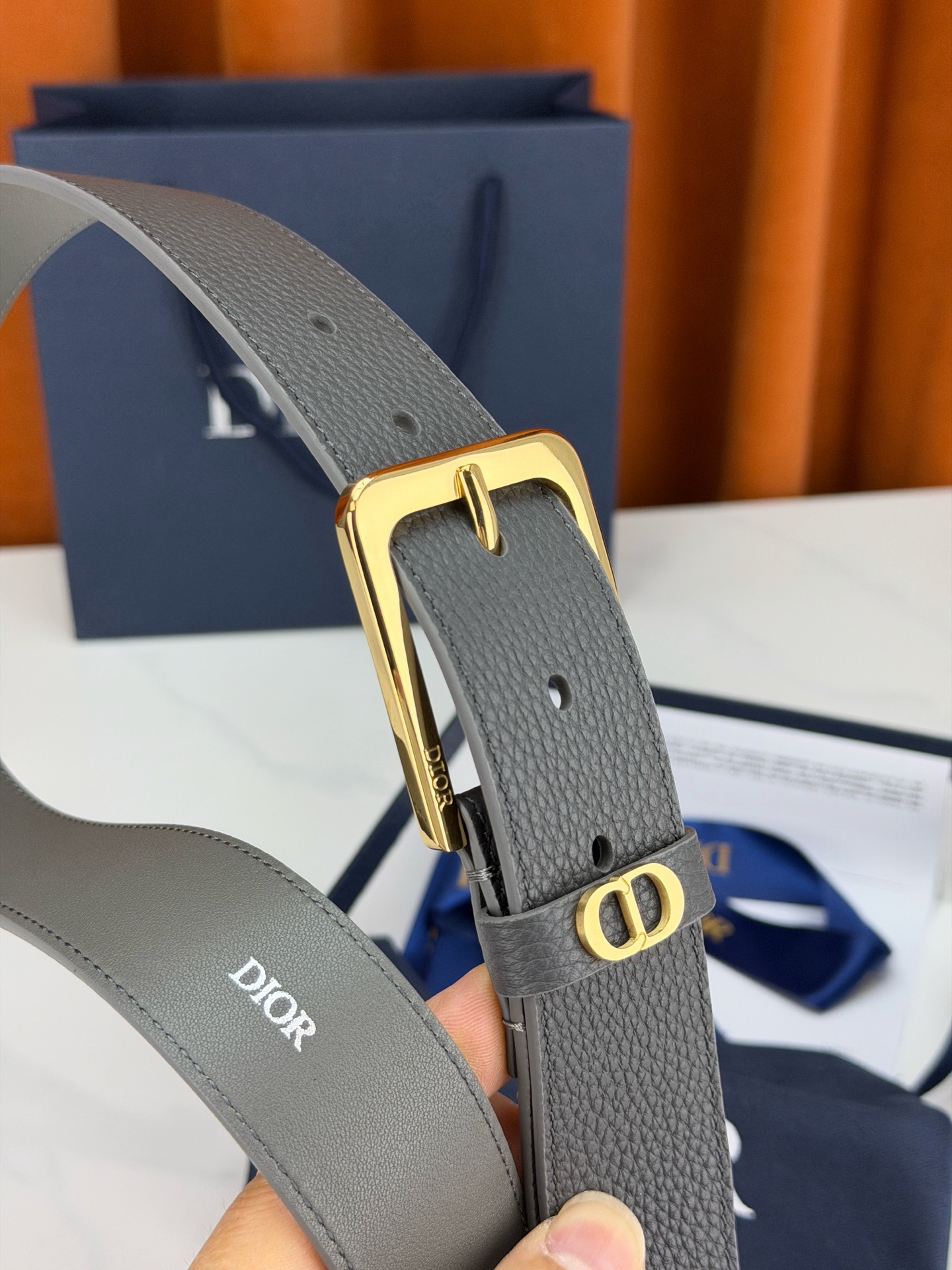 Dior 3.5cm宽度双面腰带 甄选荔枝纹皮革