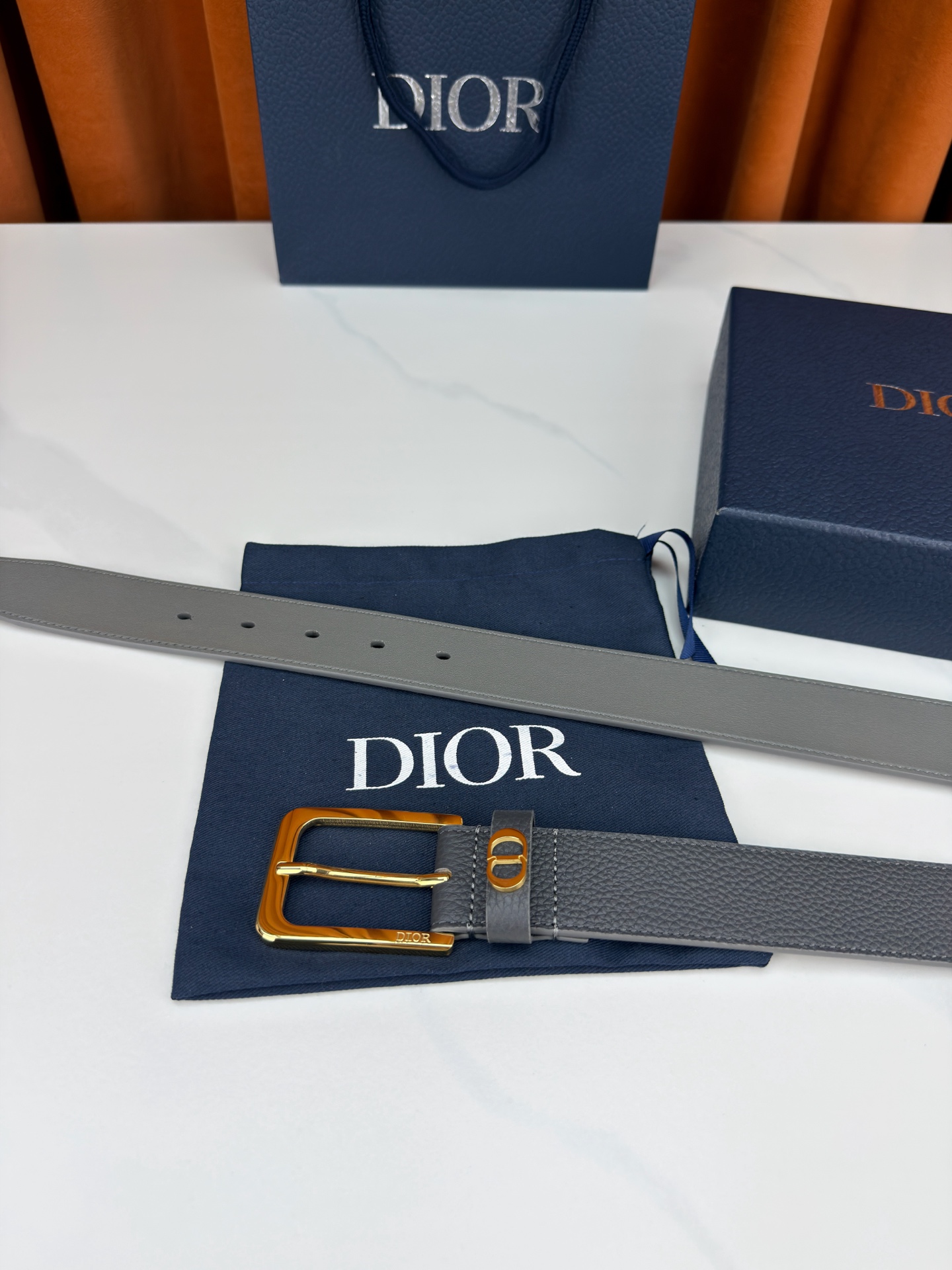 Dior 3.5cm宽度双面腰带 甄选荔枝纹皮革