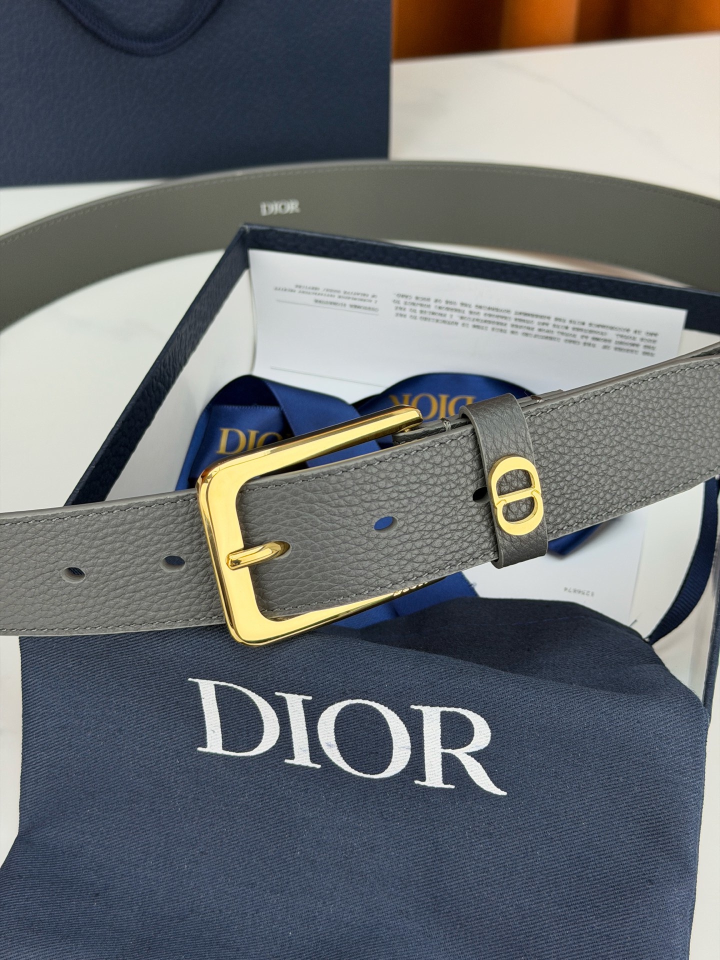 Dior 3.5cm宽度双面腰带 甄选荔枝纹皮革