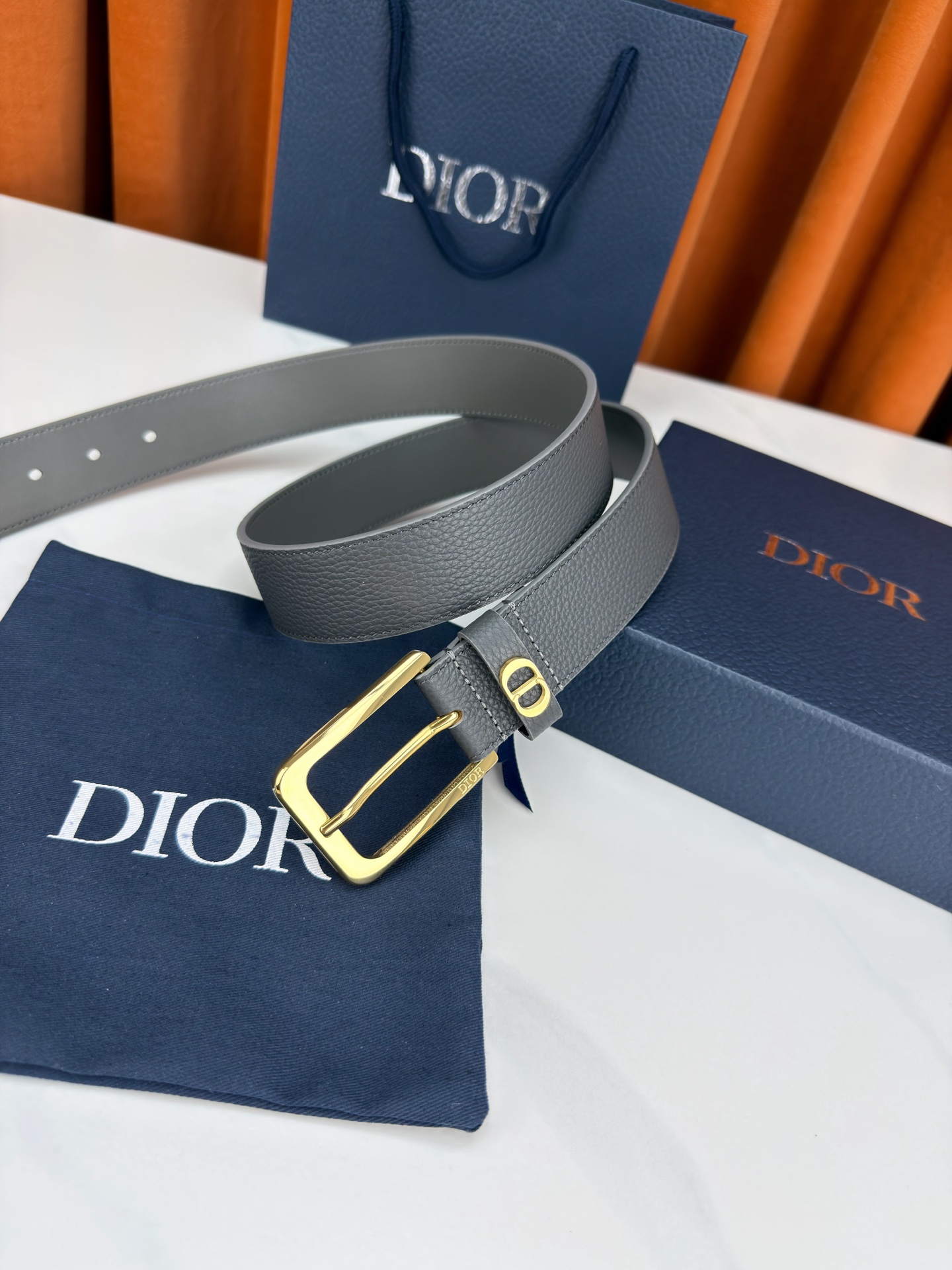 Dior 3.5cm宽度双面腰带 甄选荔枝纹皮革
