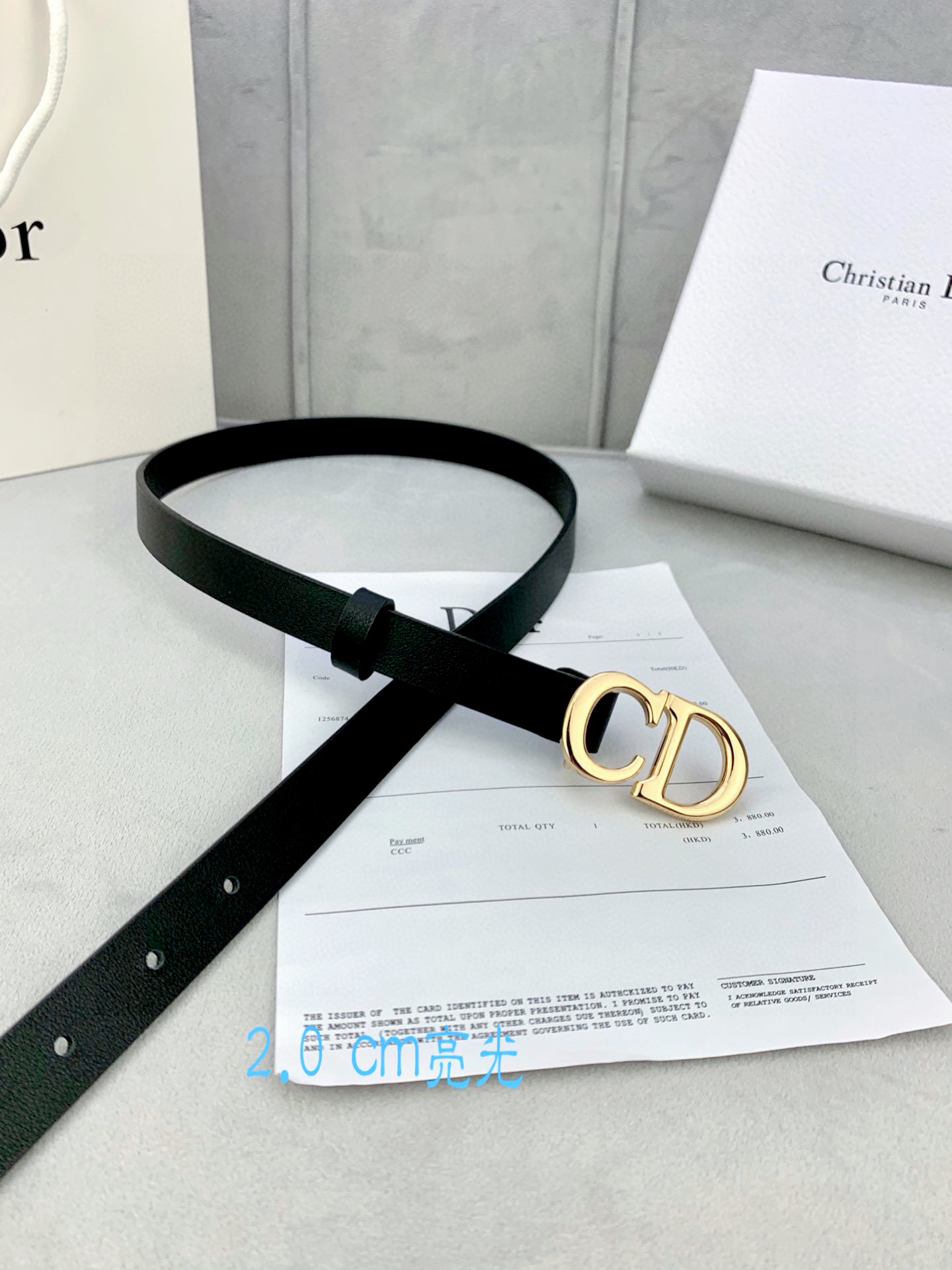 宽度2.0cm Dior（迪奧）爆款平面無線帶身/Saddle进口小牛皮带身金属“CD”标志 採用進口雙