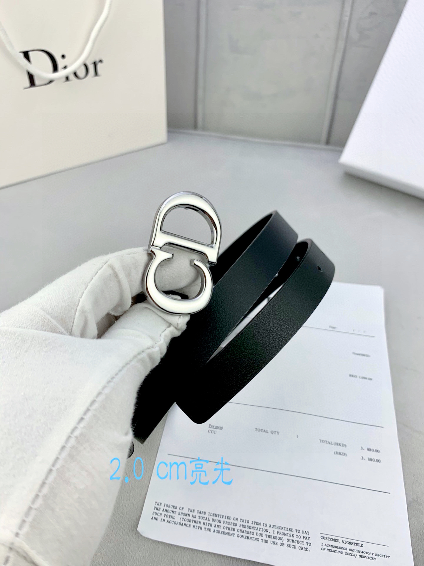 宽度2.0cm Dior（迪奧）爆款平面無線帶身/Saddle进口小牛皮带身金属“CD”标志 採用進口雙