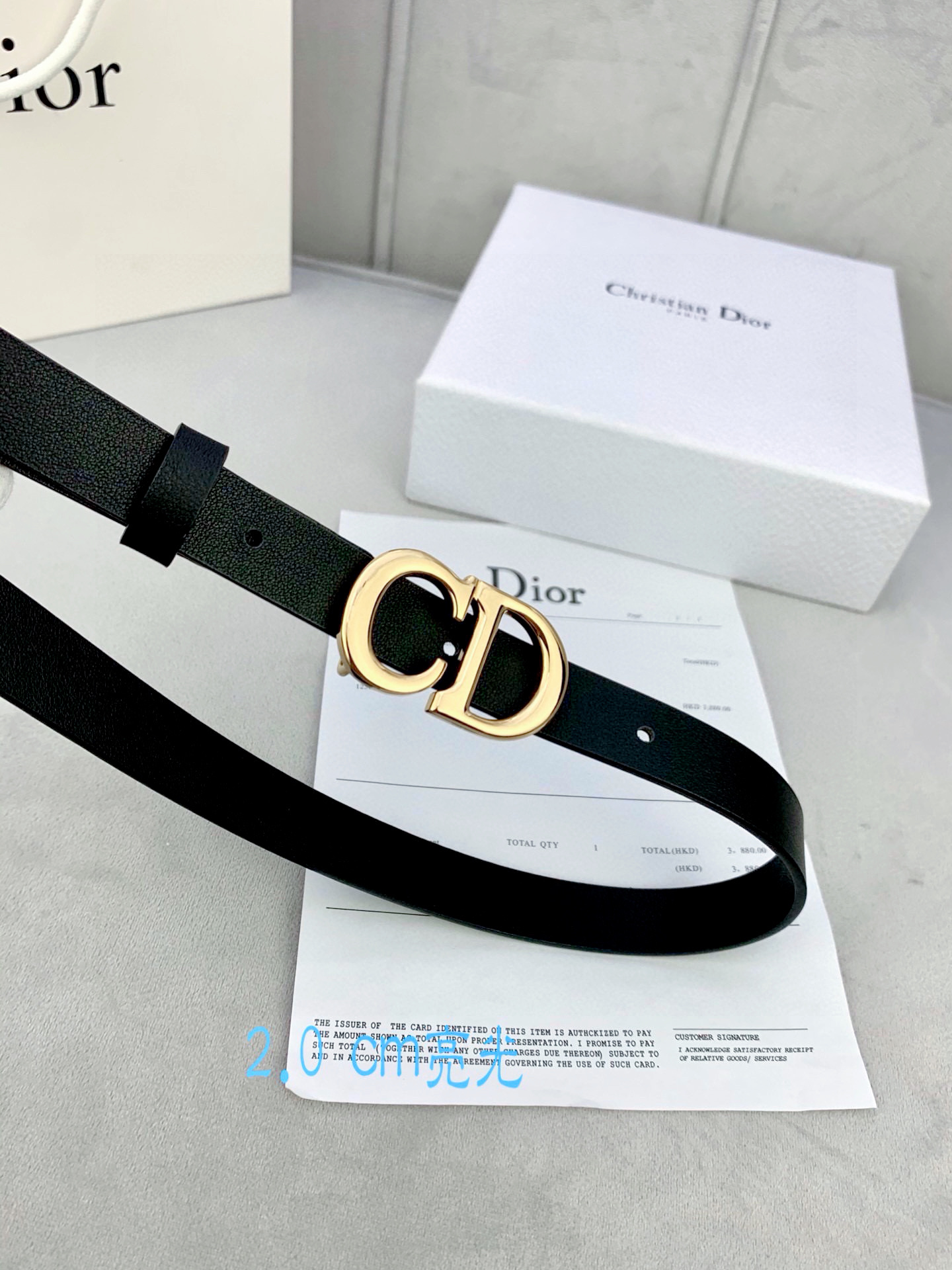 宽度2.0cm Dior（迪奧）爆款平面無線帶身/Saddle进口小牛皮带身金属“CD”标志 採用進口雙