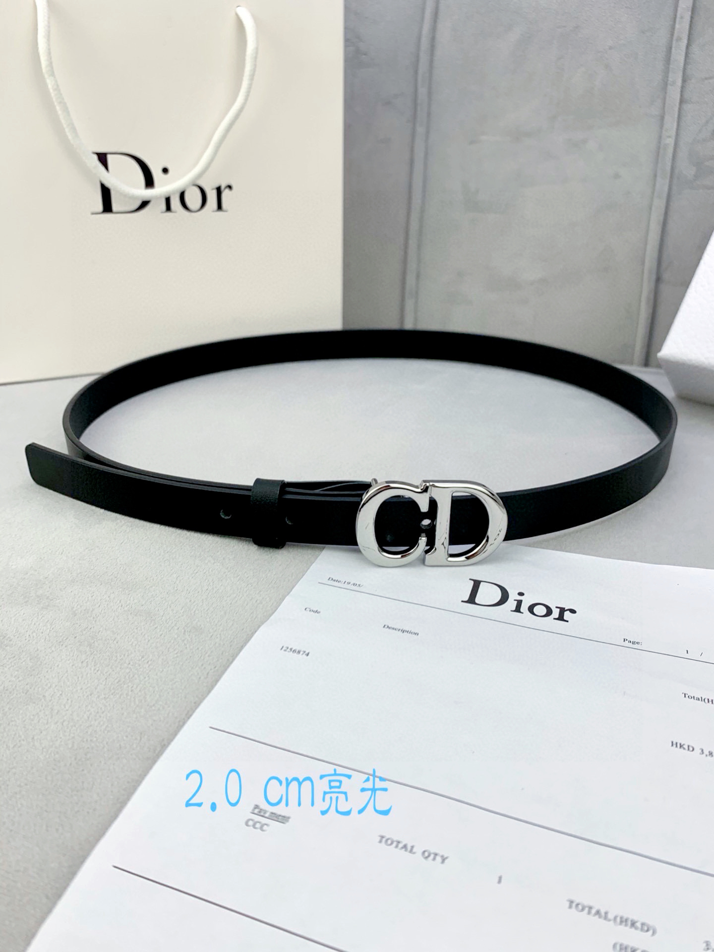 宽度2.0cm Dior（迪奧）爆款平面無線帶身/Saddle进口小牛皮带身金属“CD”标志 採用進口雙