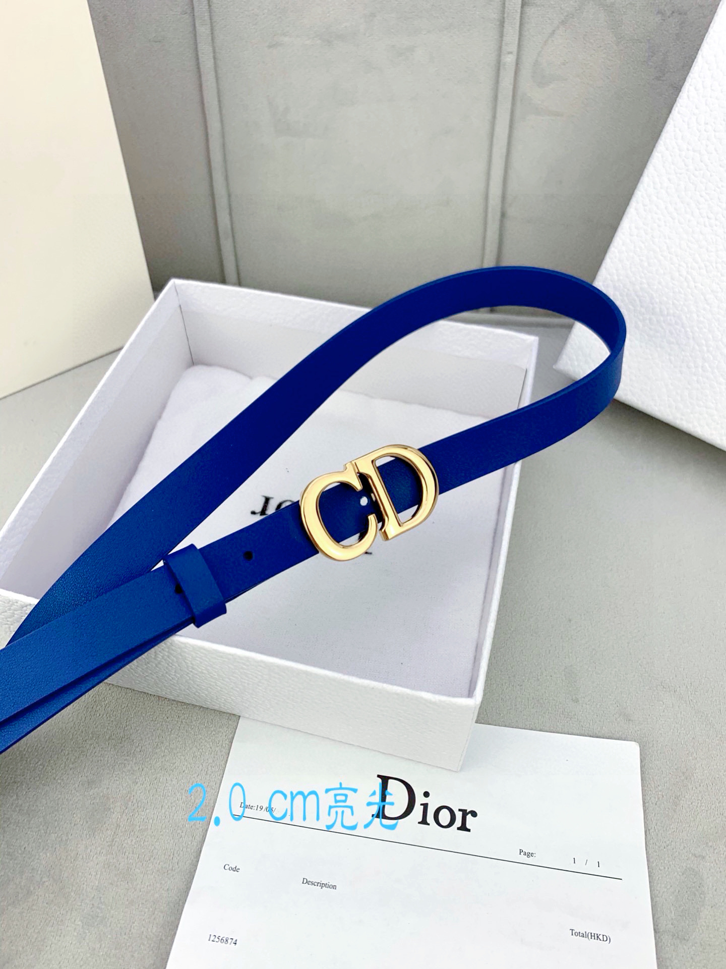 宽度2.0cm Dior（迪奧）爆款平面無線帶身/Saddle进口小牛皮带身金属“CD”标志 採用進口雙