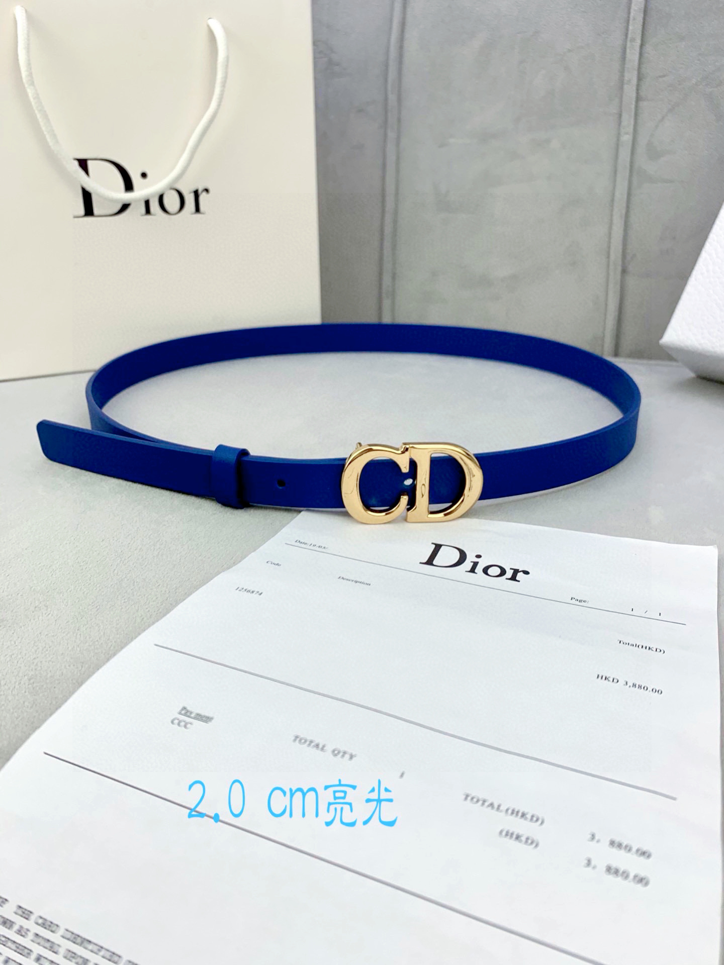 宽度2.0cm Dior（迪奧）爆款平面無線帶身/Saddle进口小牛皮带身金属“CD”标志 採用進口雙