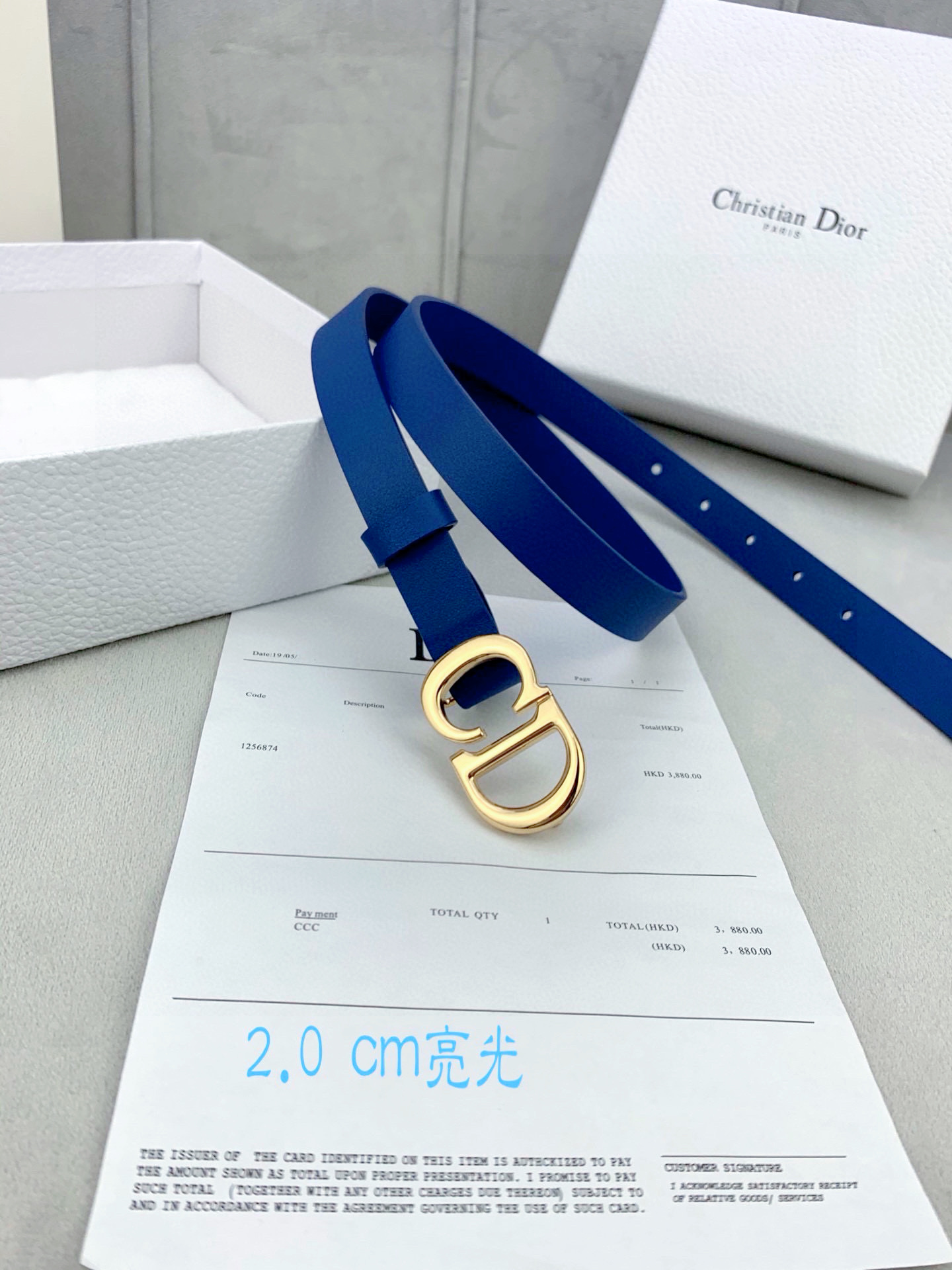 宽度2.0cm Dior（迪奧）爆款平面無線帶身/Saddle进口小牛皮带身金属“CD”标志 採用進口雙