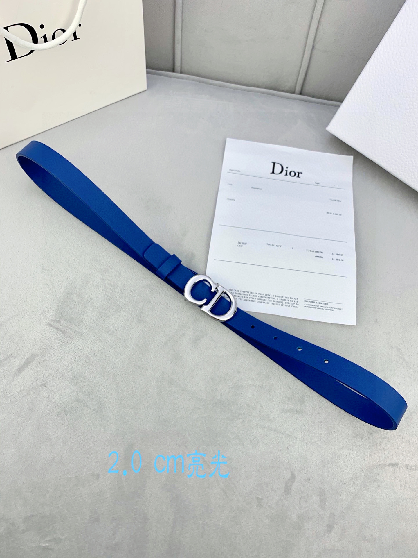 宽度2.0cm Dior（迪奧）爆款平面無線帶身/Saddle进口小牛皮带身金属“CD”标志 採用進口雙