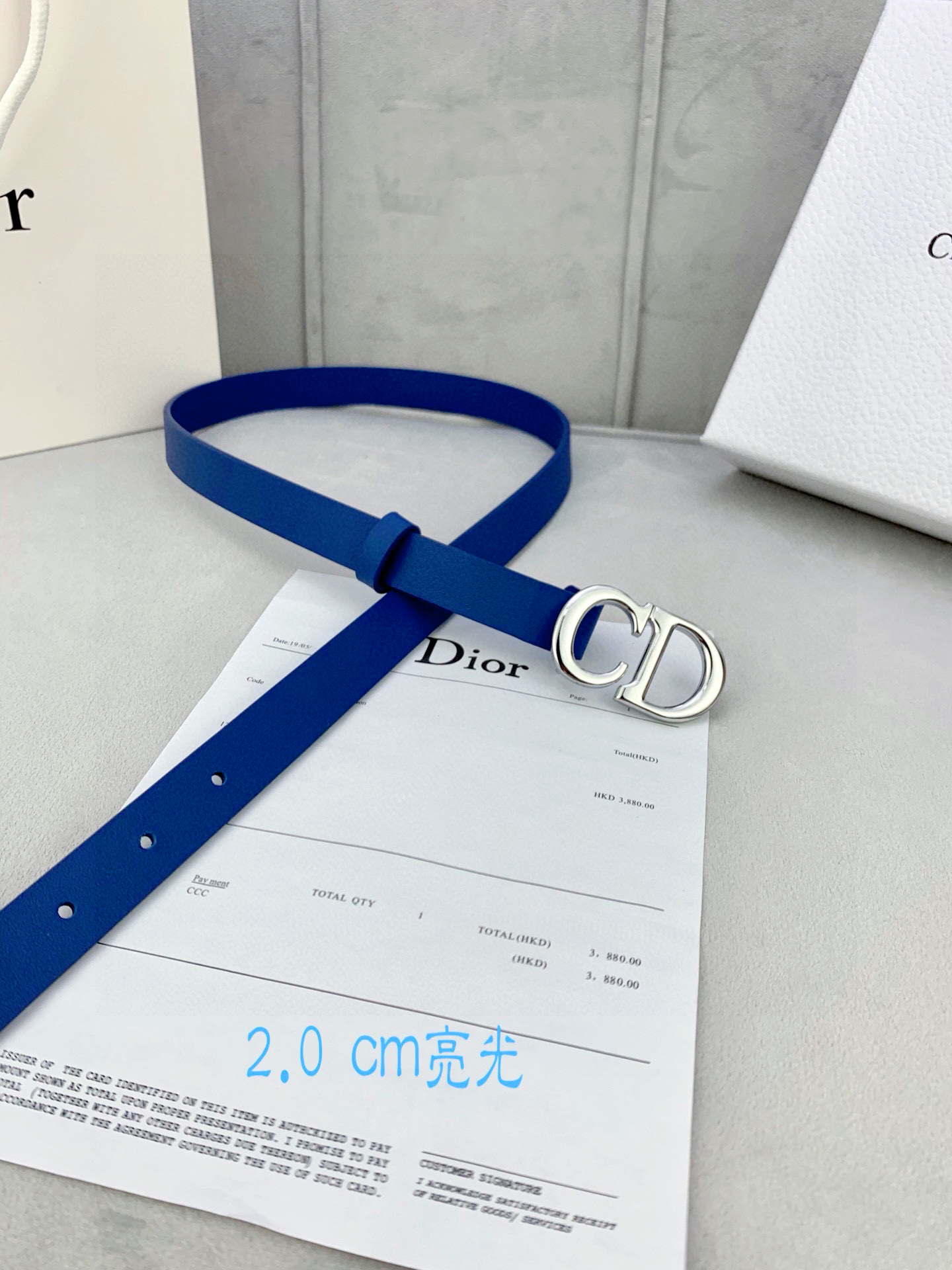 宽度2.0cm Dior（迪奧）爆款平面無線帶身/Saddle进口小牛皮带身金属“CD”标志 採用進口雙