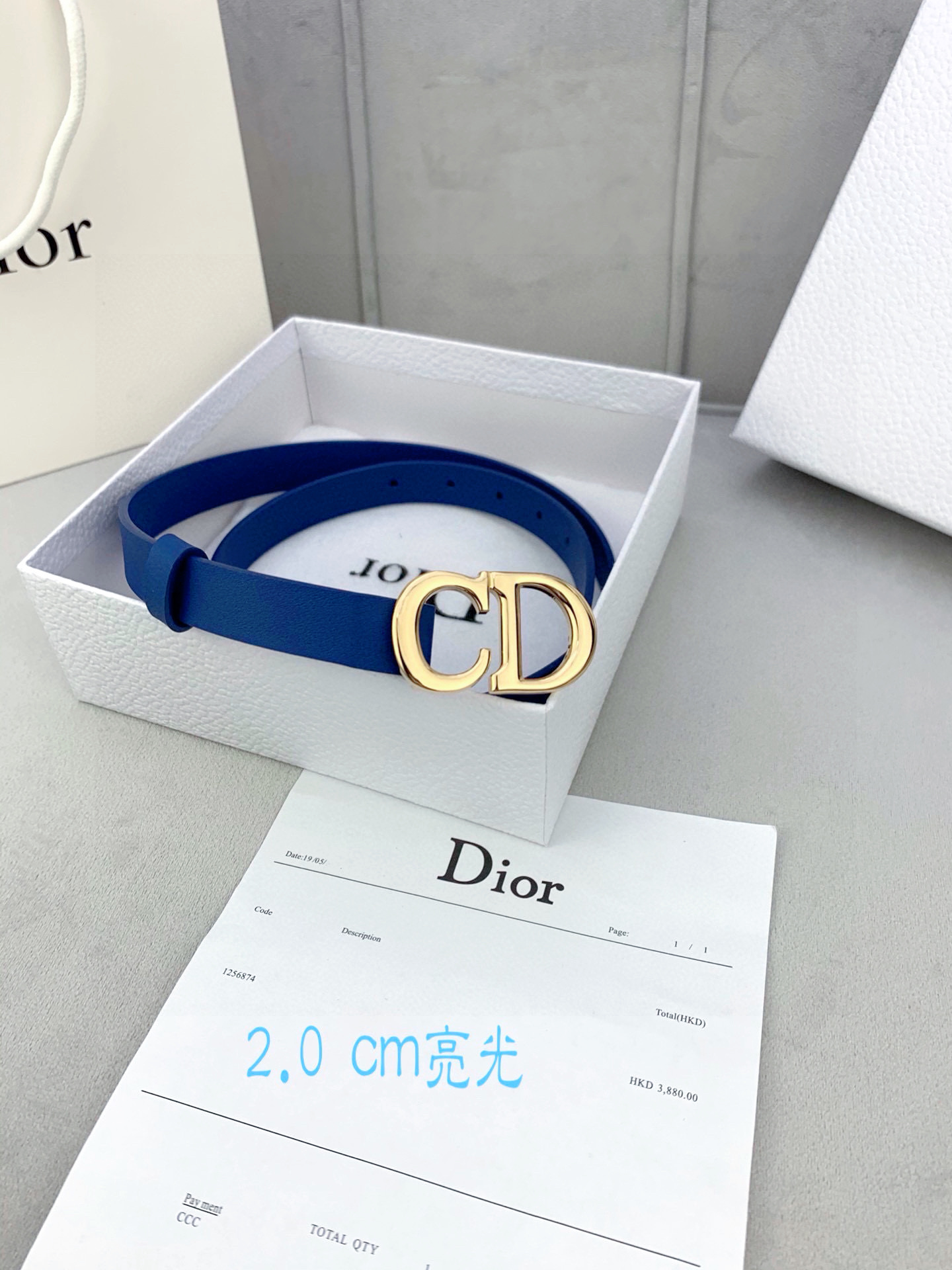 宽度2.0cm Dior（迪奧）爆款平面無線帶身/Saddle进口小牛皮带身金属“CD”标志 採用進口雙