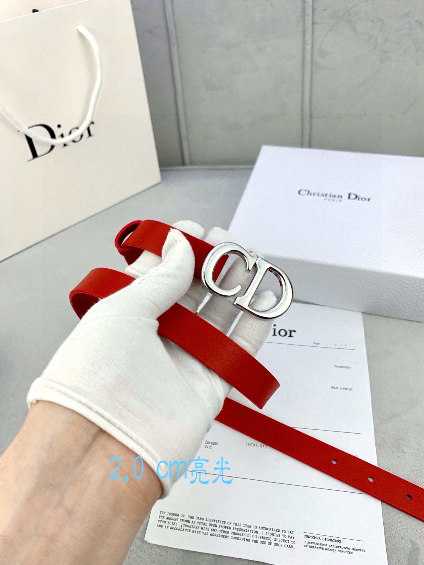 宽度2.0cm Dior（迪奧）爆款平面無線帶身/Saddle进口小牛皮带身金属“CD”标志 採用進口雙
