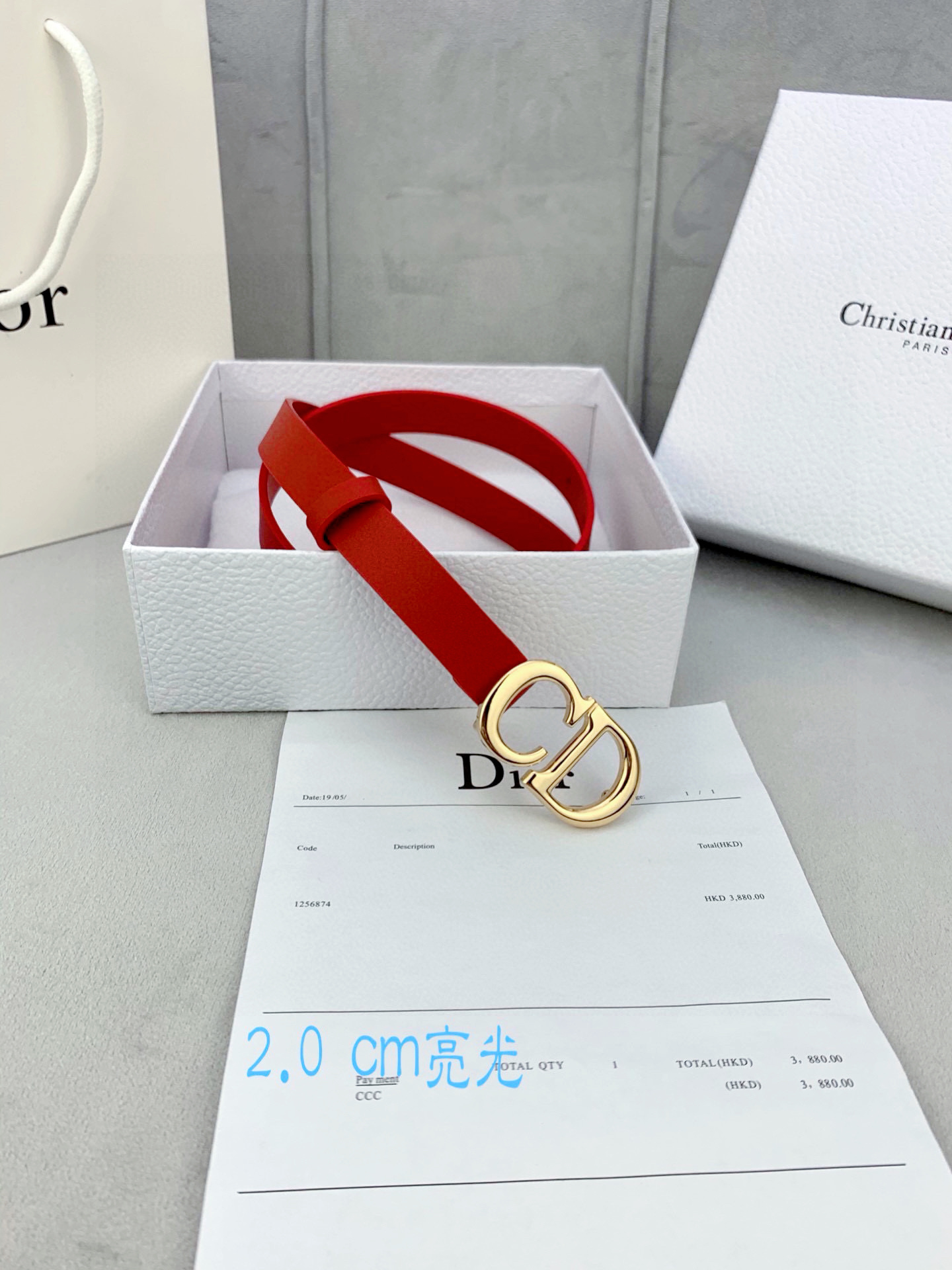 宽度2.0cm Dior（迪奧）爆款平面無線帶身/Saddle进口小牛皮带身金属“CD”标志 採用進口雙