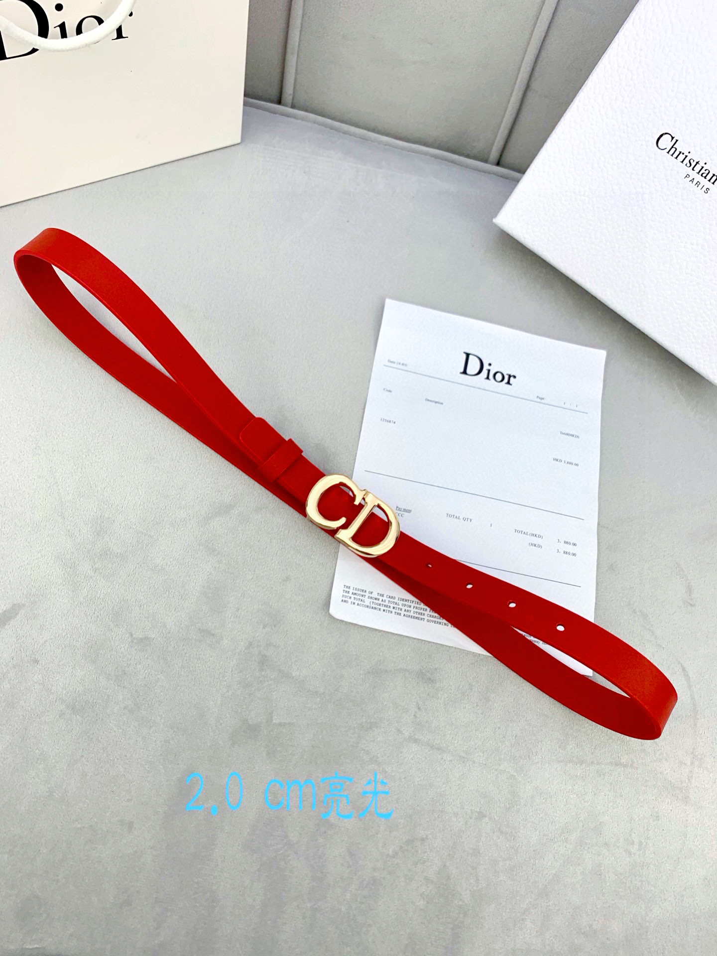 宽度2.0cm Dior（迪奧）爆款平面無線帶身/Saddle进口小牛皮带身金属“CD”标志 採用進口雙