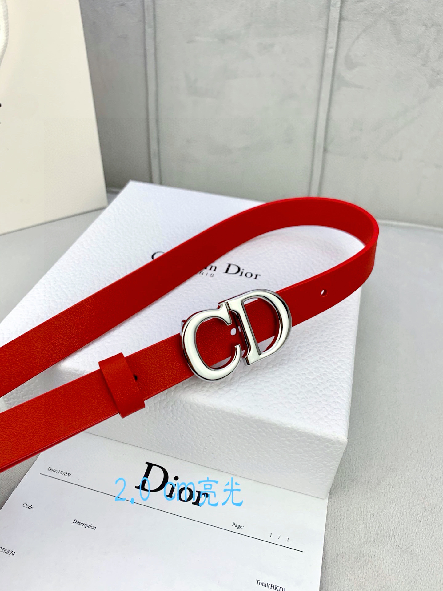 宽度2.0cm Dior（迪奧）爆款平面無線帶身/Saddle进口小牛皮带身金属“CD”标志 採用進口雙