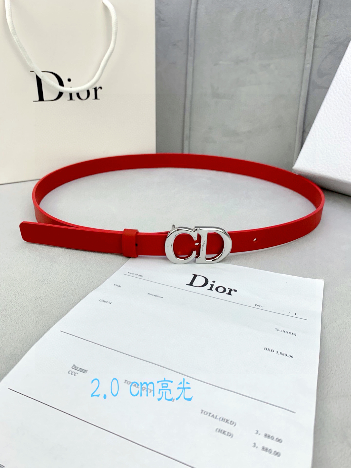 宽度2.0cm Dior（迪奧）爆款平面無線帶身/Saddle进口小牛皮带身金属“CD”标志 採用進口雙