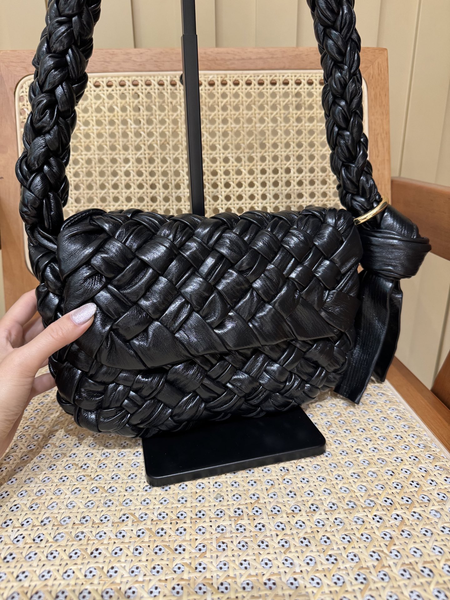Bottega Veneta Kalimero Citta Black Woven Leather Shoulder Bag 3 i1740248146593 4844 0 1