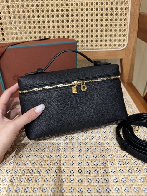 Extra Pocket L19 Top Handle Bag, Black Leather with Gold Hardware 1 Extra Pocket L19 Top Handle Bag, Black Leather with Gold Hardware