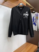 Fendi Clothing Cardigans Coats & Jackets Sweatshirts Embroidery Wool Fall/Winter Collection Long Sleeve