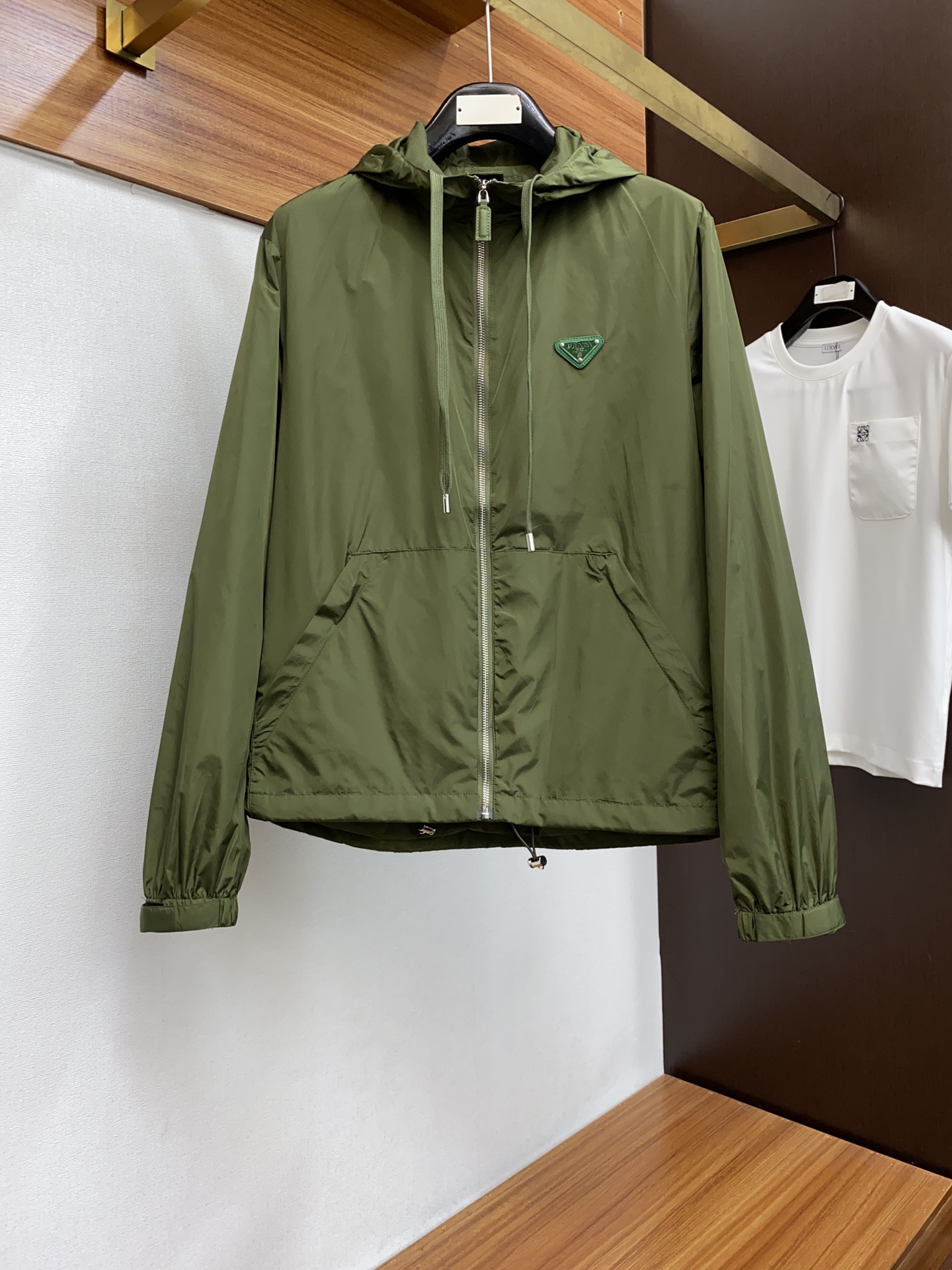 Prada Clothing Coats & Jackets ArmyGreen Black Green Nylon Fall/Winter Collection Re-Nylon Hooded Top