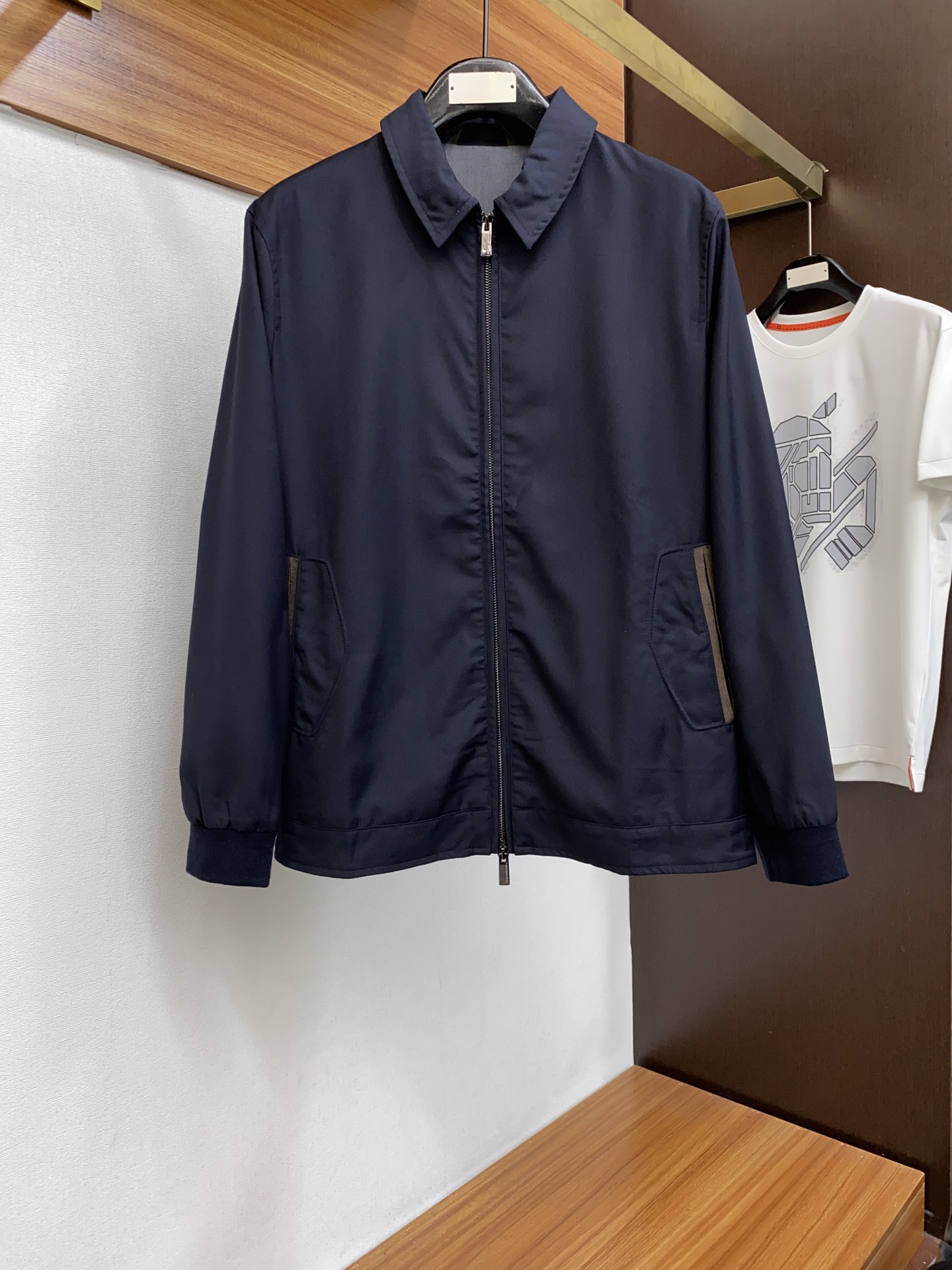 Zegna Designer
 Clothing Coats & Jackets Blue Dark Men Calfskin Cowhide Silk Wool Fall/Winter Collection Casual