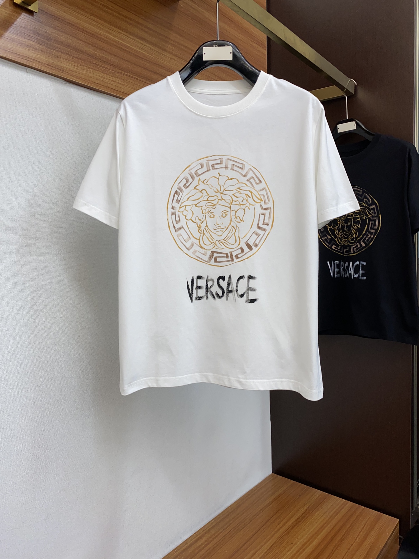 Versace Clothing T-Shirt Men Cotton Vintage Short Sleeve