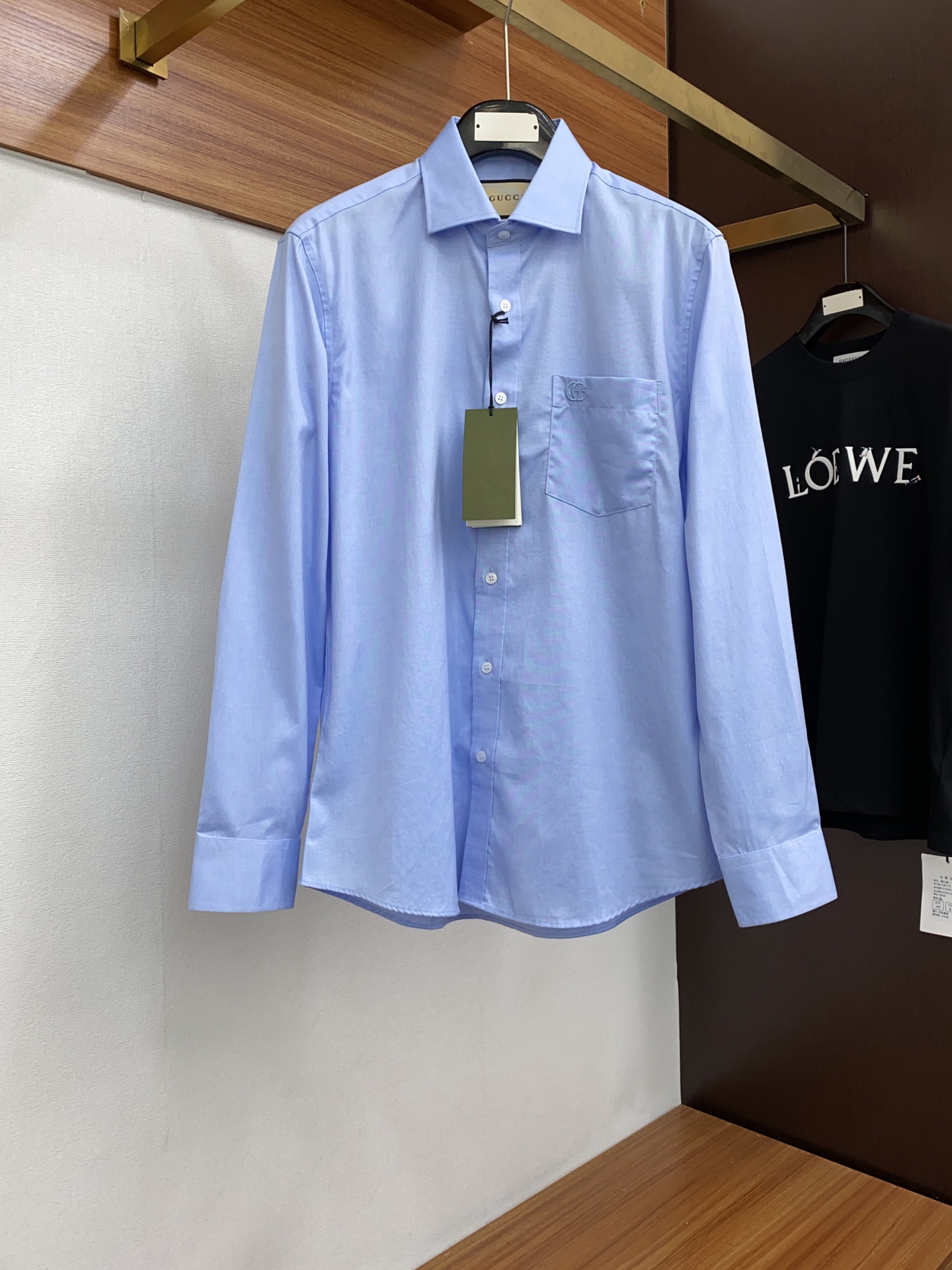 Gucci Abbigliamento Camicie & Camicette Replica di migliore qualità
 Blu Azzurro Bianco Ricamo Uomini Cotone Collezione Primavera/Estate Fashion Maniche lunghe