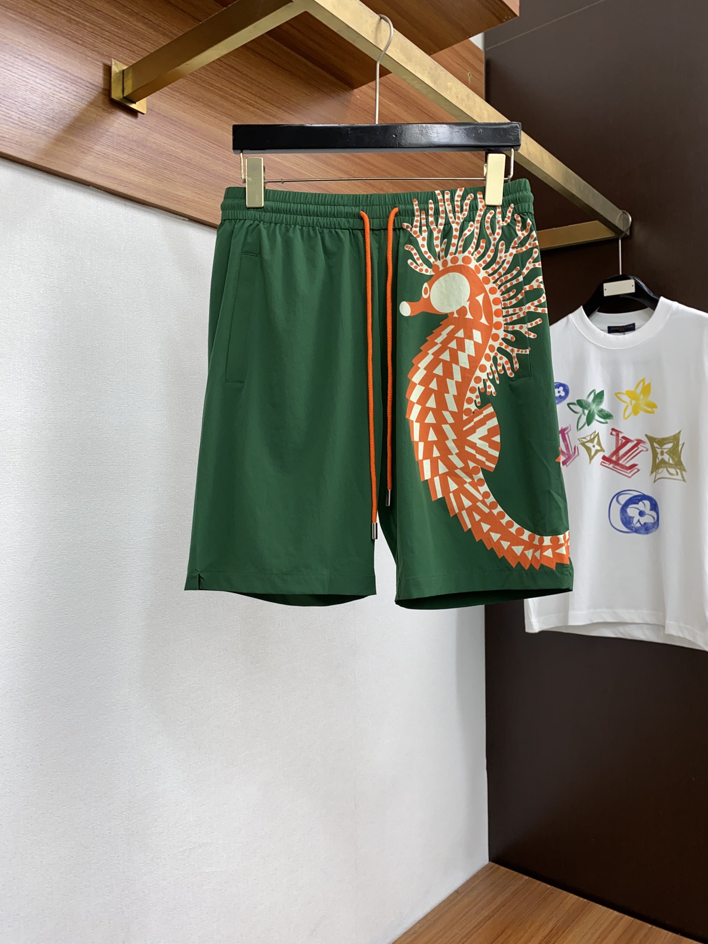 Hermes Clothing Shorts Blue Dark Green Grey Orange Red Yellow Printing Men Polyester Spring/Summer Collection Beach