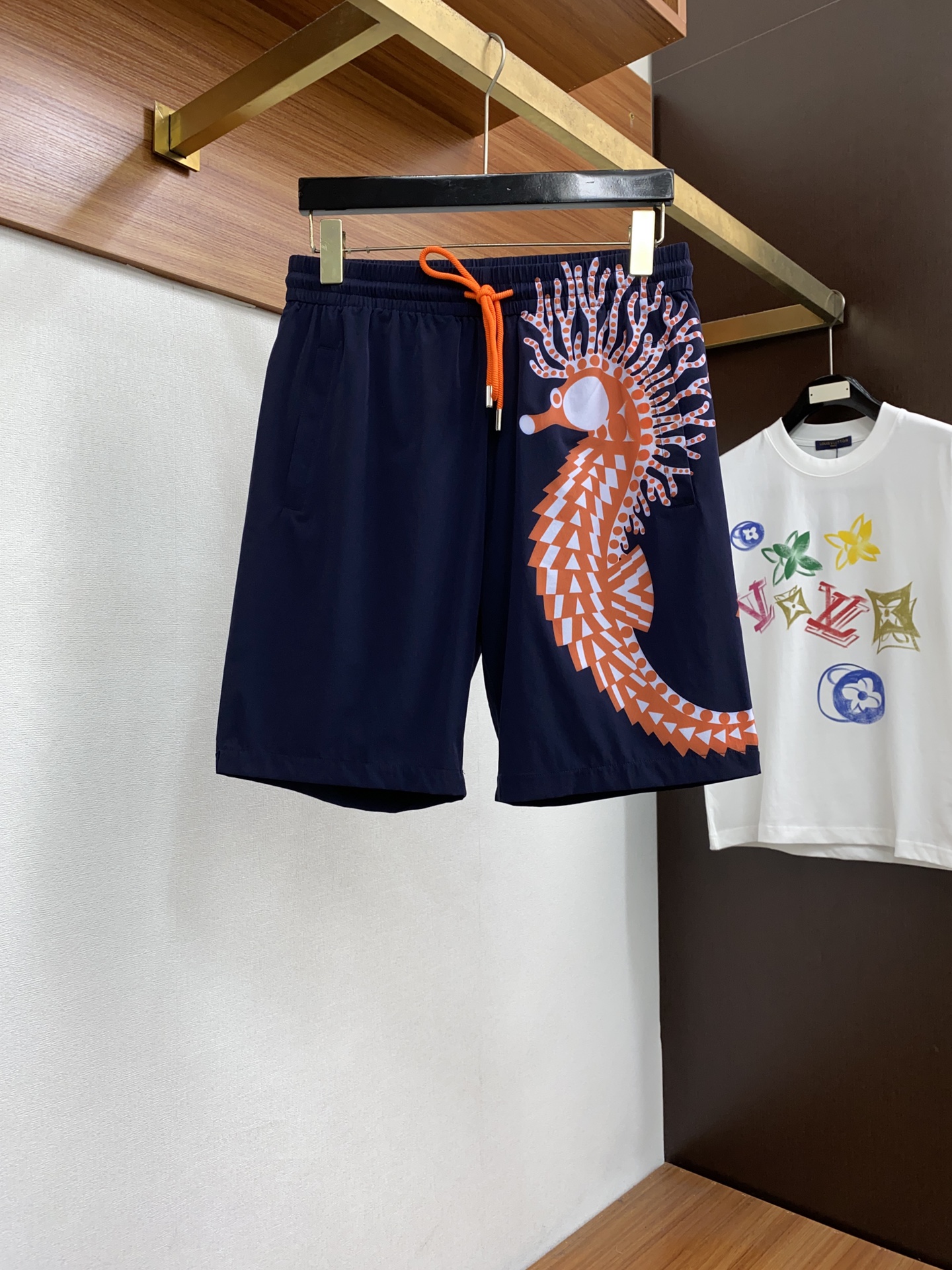 Hermes Clothing Shorts Blue Dark Green Grey Orange Red Yellow Printing Men Polyester Spring/Summer Collection Beach