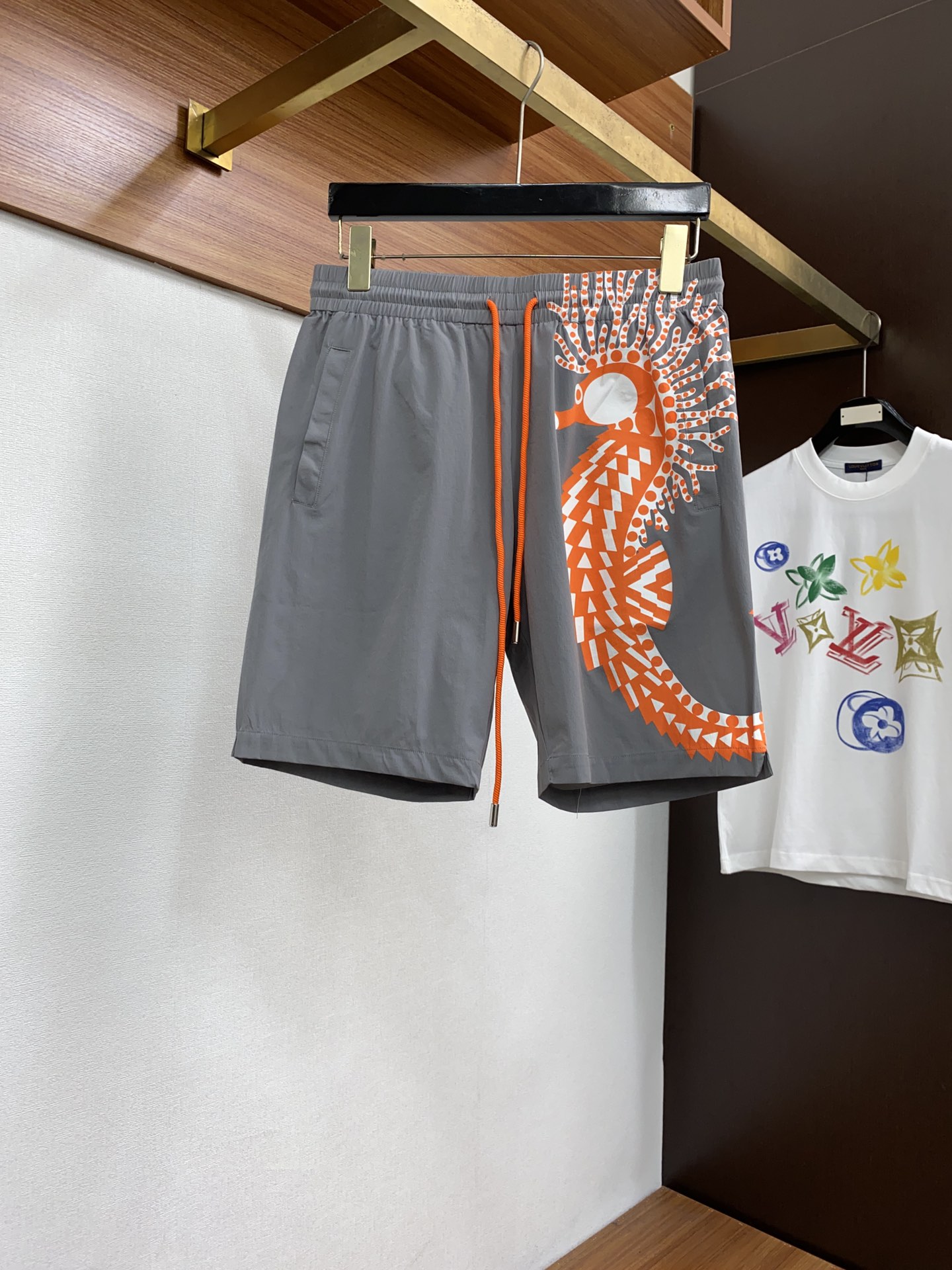 Hermes Clothing Shorts Blue Dark Green Grey Orange Red Yellow Printing Men Polyester Spring/Summer Collection Beach