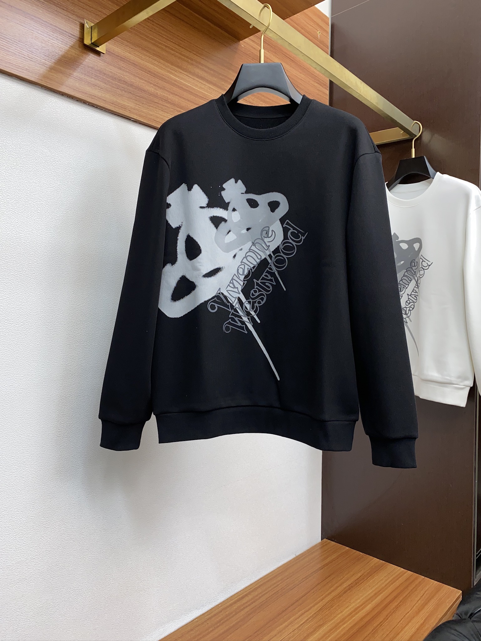 Vivienne Westwood Kleding Sweatshirts Zwart Wit Splijten Unisex Katoen Breien Herfst/winter collectie Fashion Casual