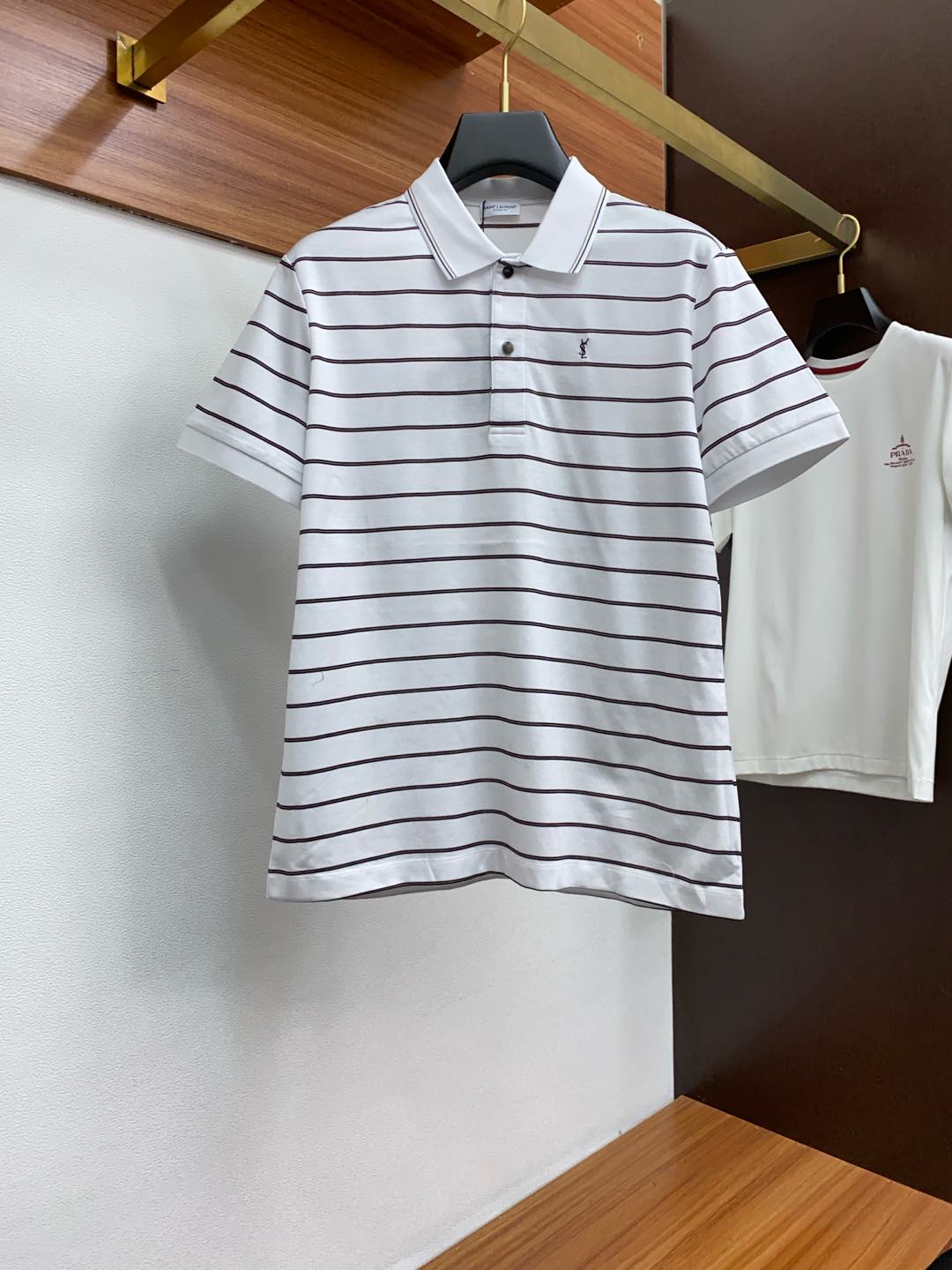  圣罗兰 25SS新款春夏短袖翻领T恤Polo，最高版本客供定制高端朱地面料简单时尚款，拼色螺纹超级好看
