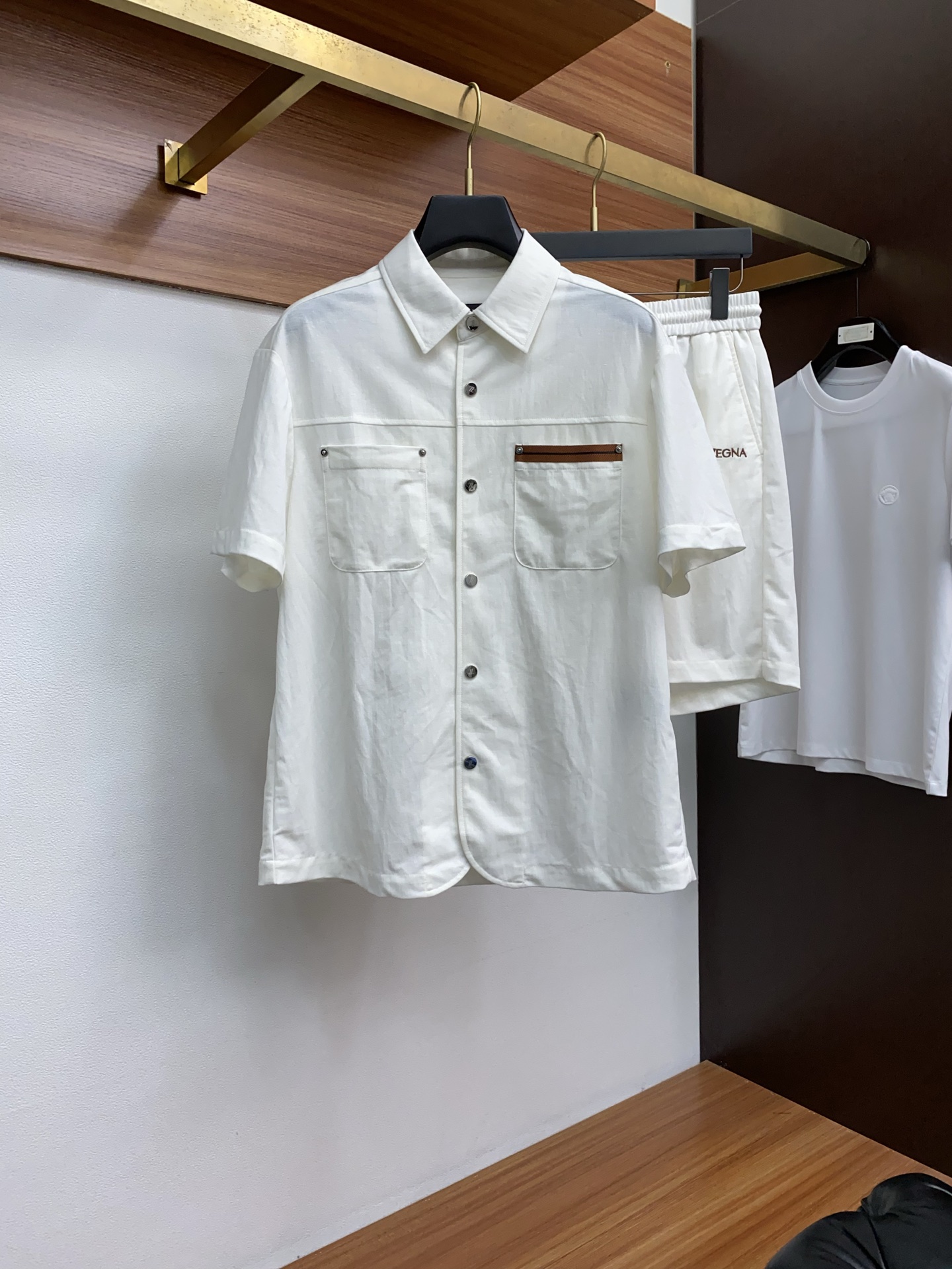 High-end Urban Recreational Shorts Suit: Jenia M-3xL, Fine Gold, Top-Tide Fashion - 图片 1