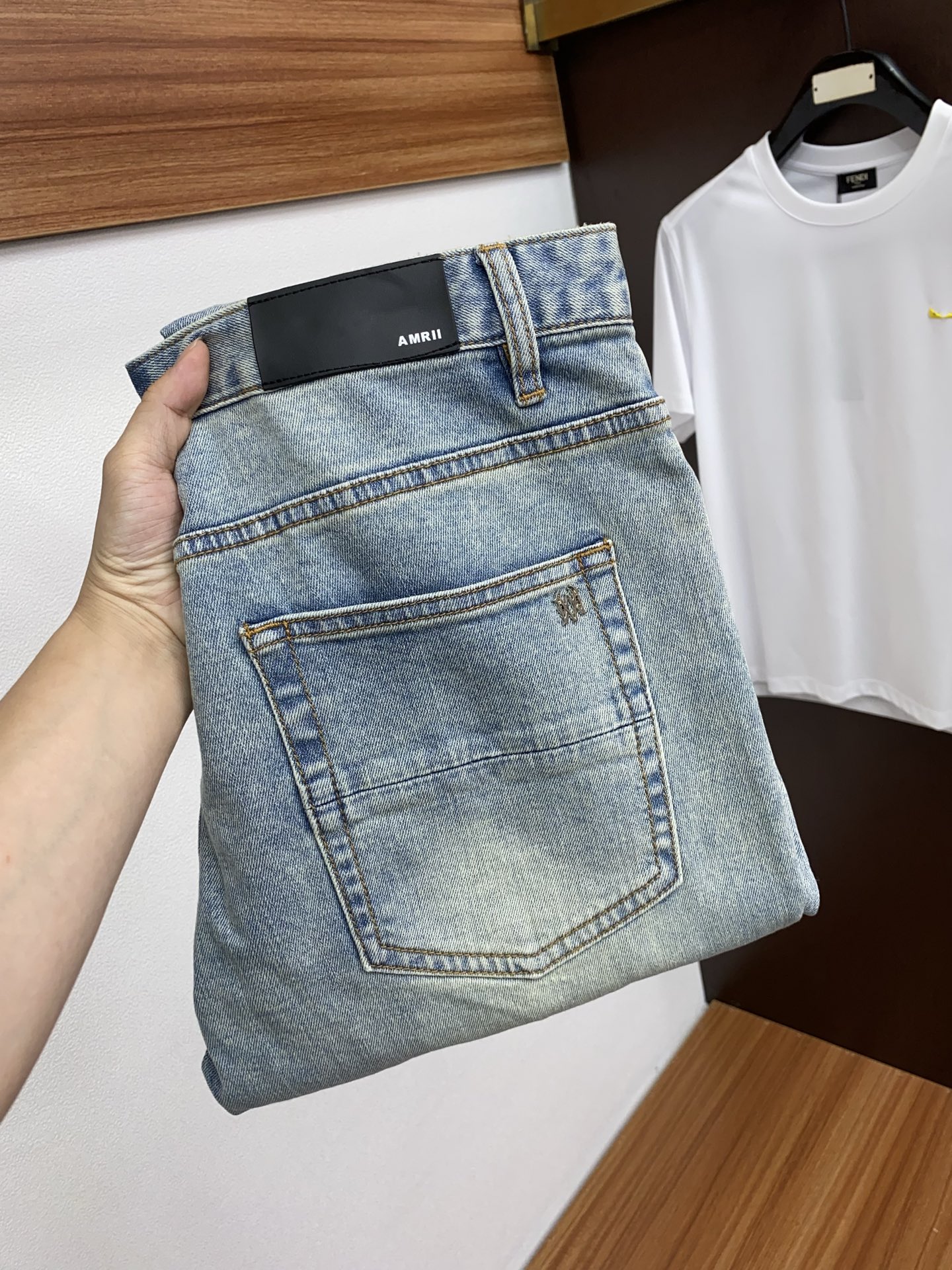 P953 AIM Men’s Little Nail Original Jeans with Unique Handicrafts - 图片 1