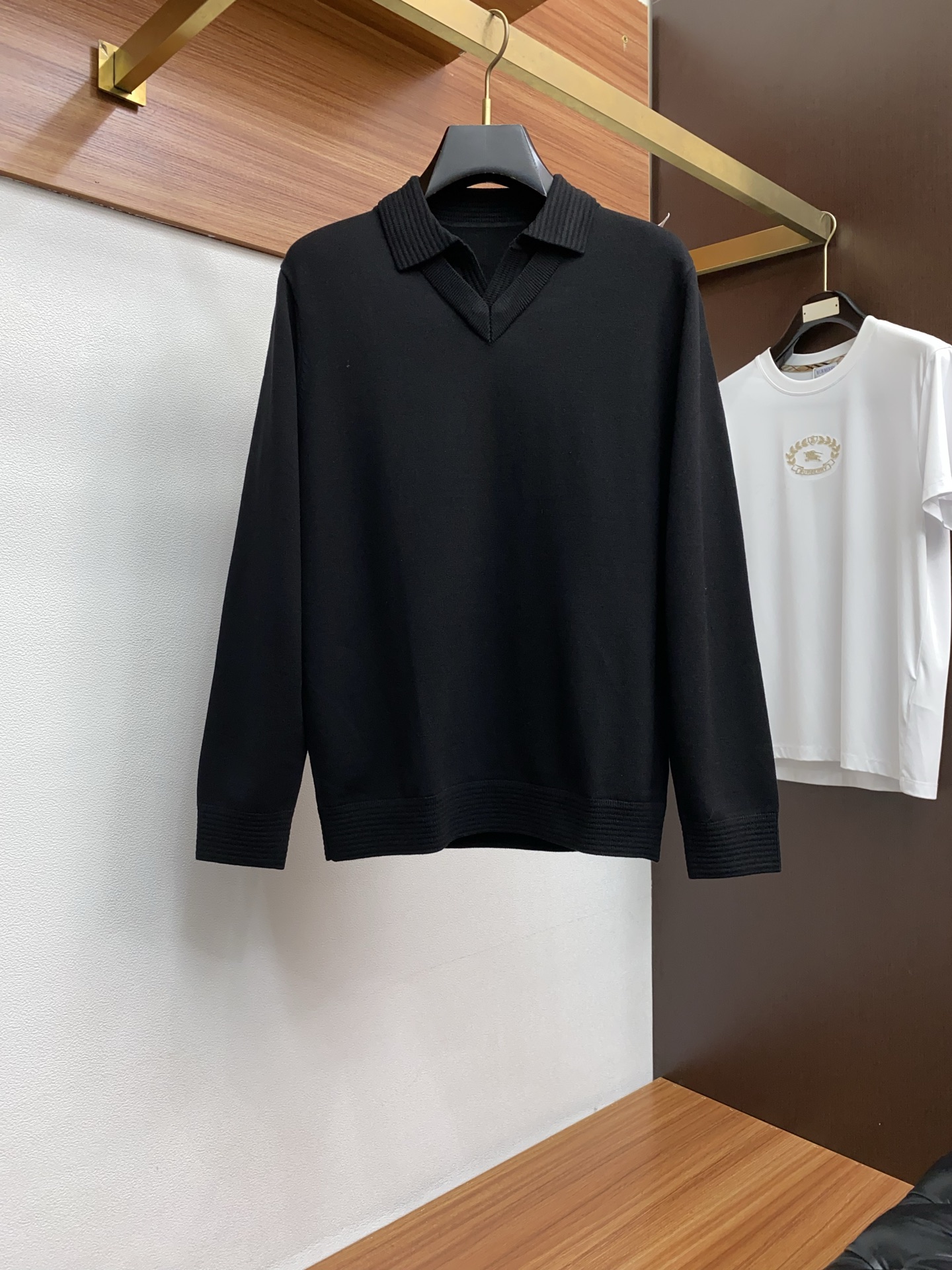 杰尼亚 男士高端简约翻领假两件针织长袖毛衣 ，香港洋行渠道货，纯正血统品质，25年秋冬 新款，经典王牌系