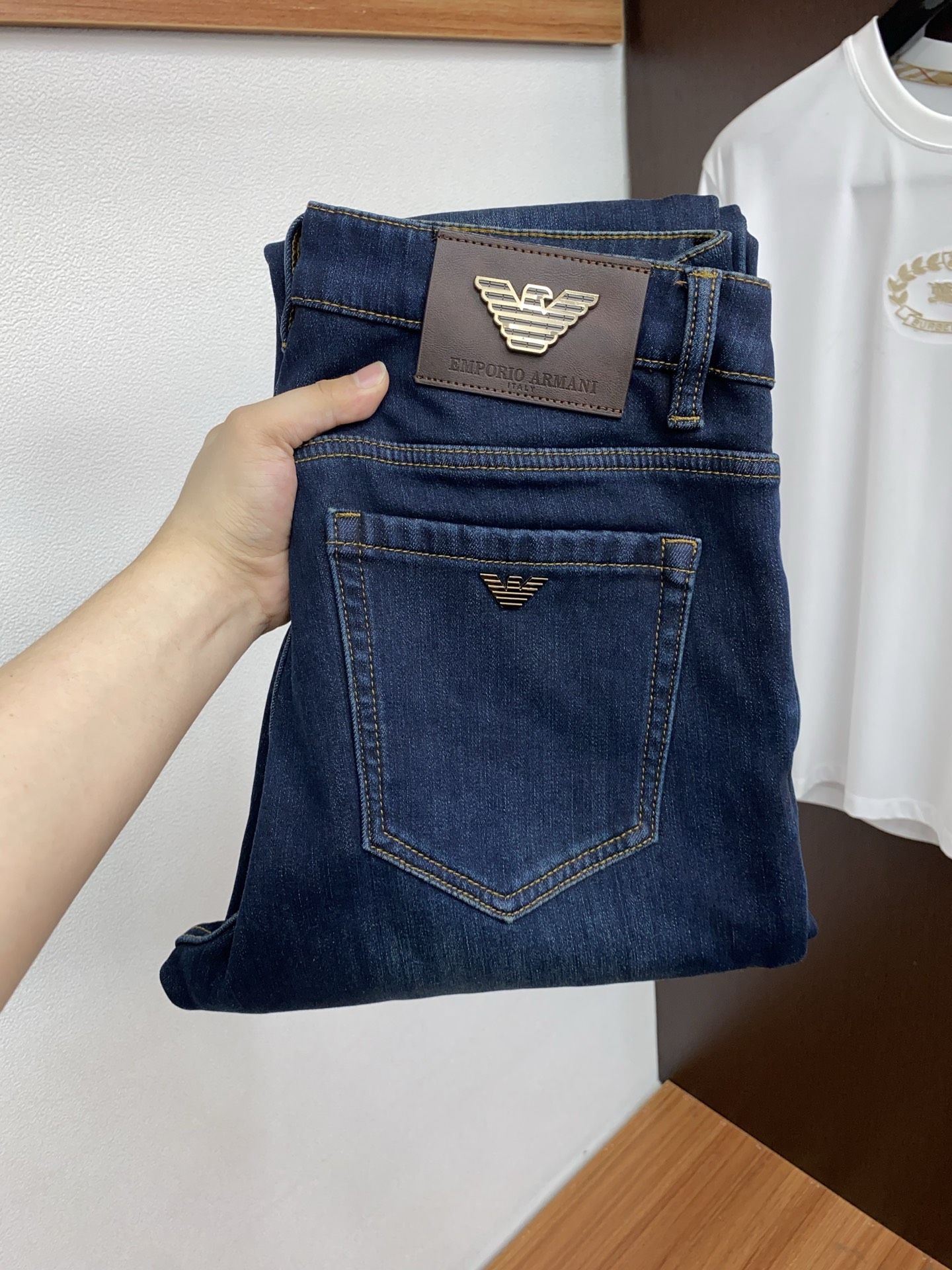 阿玛尼 25新款 市场独家订制 修身 进口加厚加绒丹宁牛仔面料 稀缺面料 超级舒服 工艺复杂四季款牛仔裤