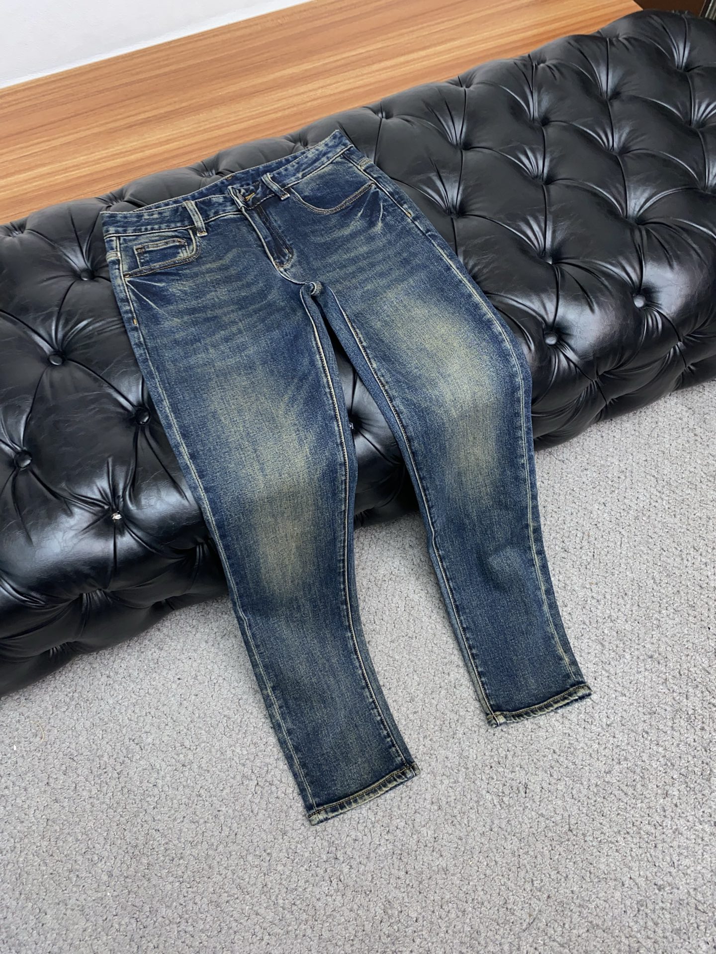 25新款 市场独家订制进口加厚拉绒丹宁牛仔面料 稀缺面料 超级舒服 工艺复杂四季款牛仔裤 针织牛从做旧 