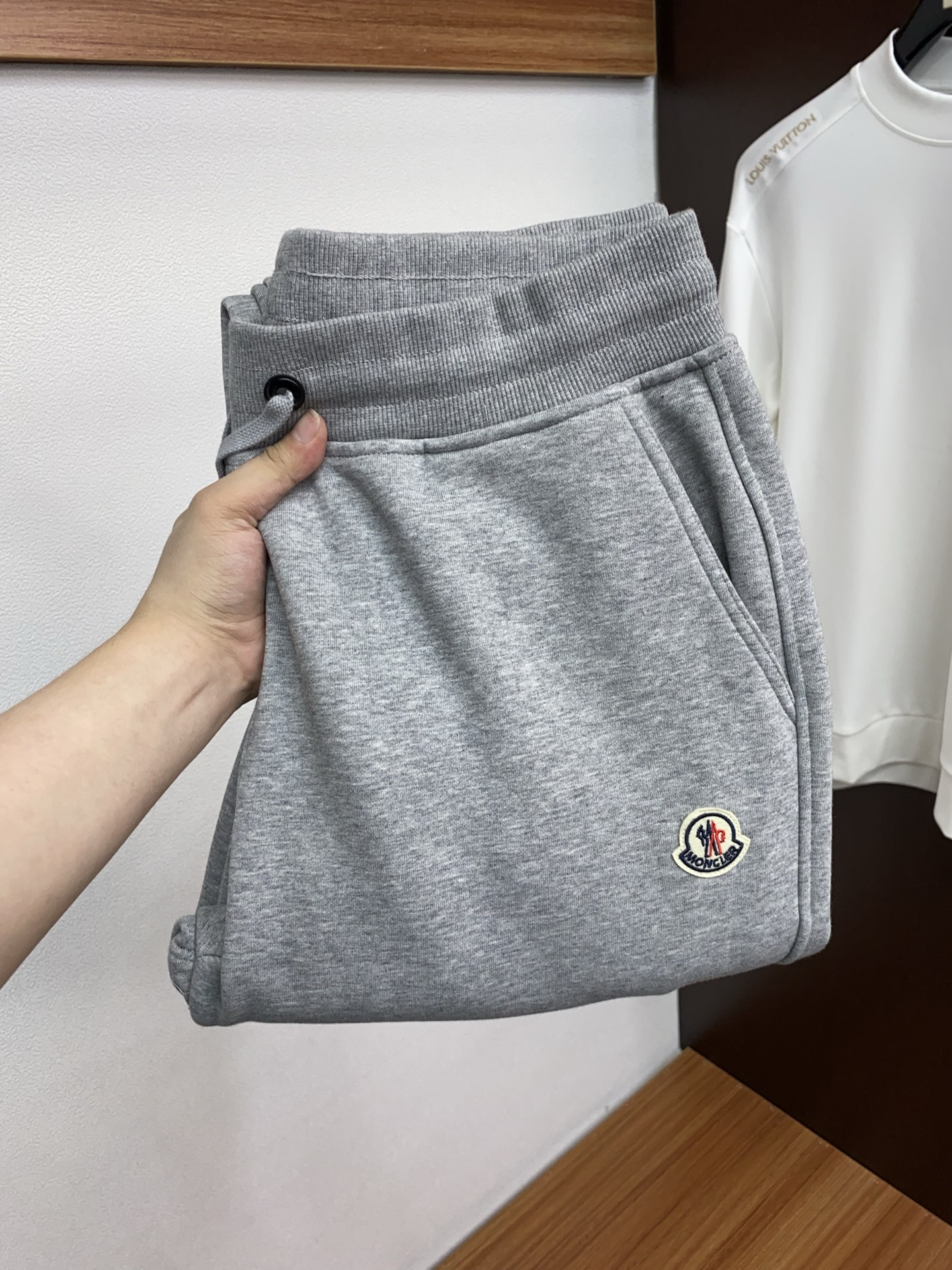 蒙口 25SS新款针织棉布抽绳加绒卫裤，男士经典红蓝标识刺绣运动休闲长裤！贸易公司渠道稀出，领先官网发售