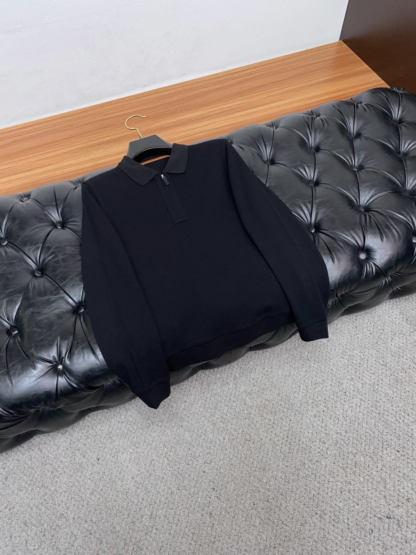 杰尼亚 2025ss新品时尚休闲翻领单穿商务休闲高档精纺纯长袖半拉链Polo衫 舒适保暖！抗起球👍🏼不刺