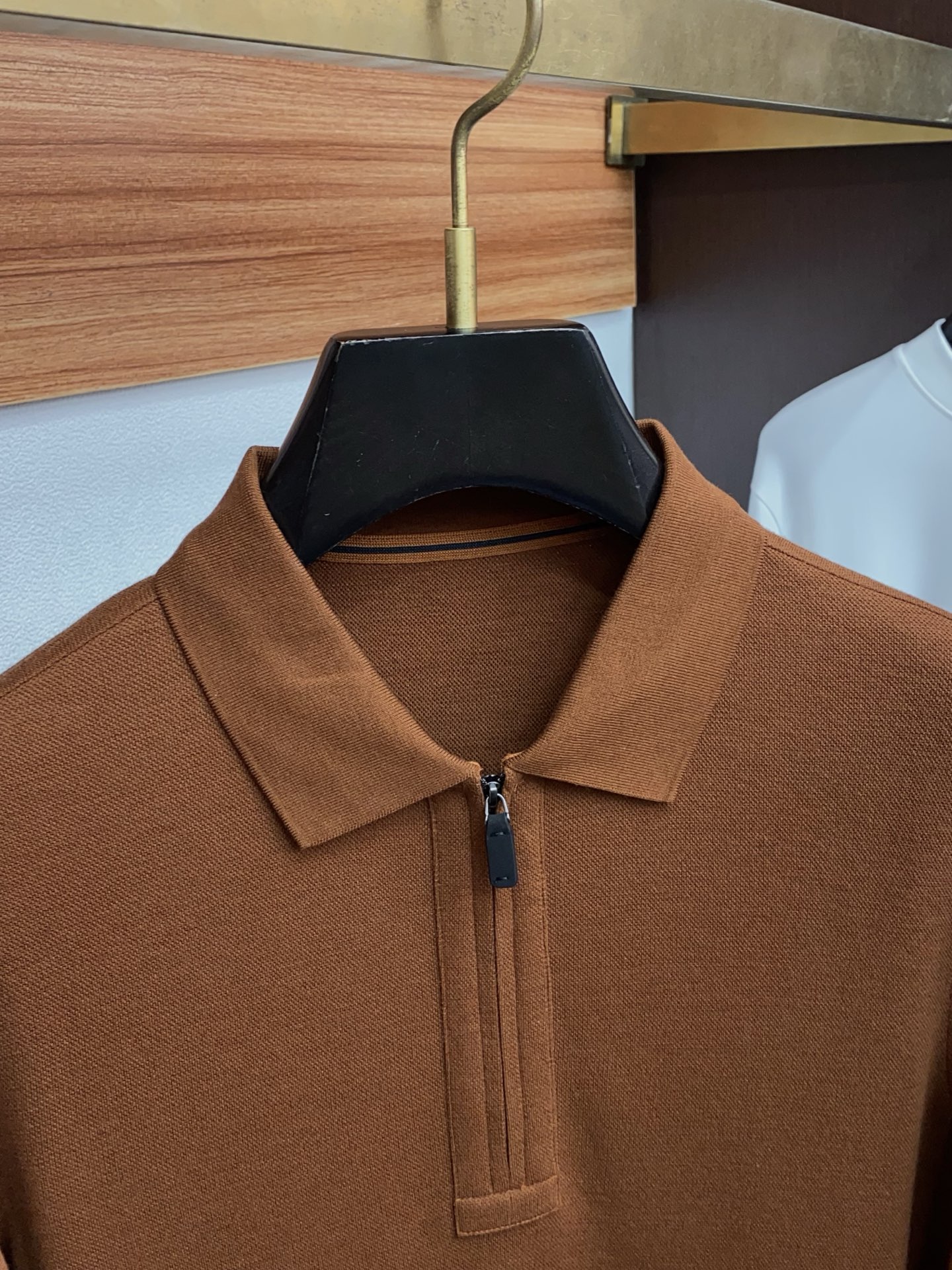 杰尼亚 2025ss新品时尚休闲翻领单穿商务休闲高档精纺纯长袖半拉链Polo衫 舒适保暖！抗起球👍🏼不刺