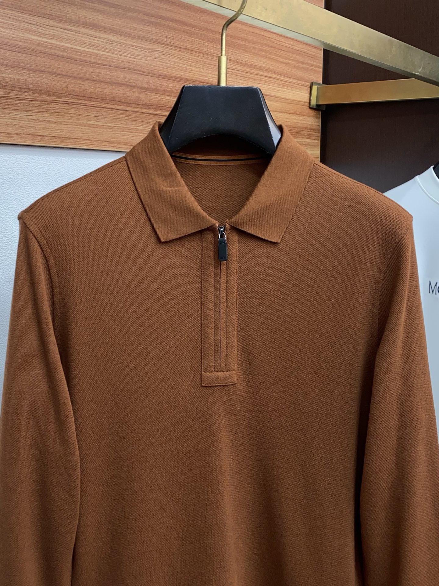 杰尼亚 2025ss新品时尚休闲翻领单穿商务休闲高档精纺纯长袖半拉链Polo衫 舒适保暖！抗起球👍🏼不刺