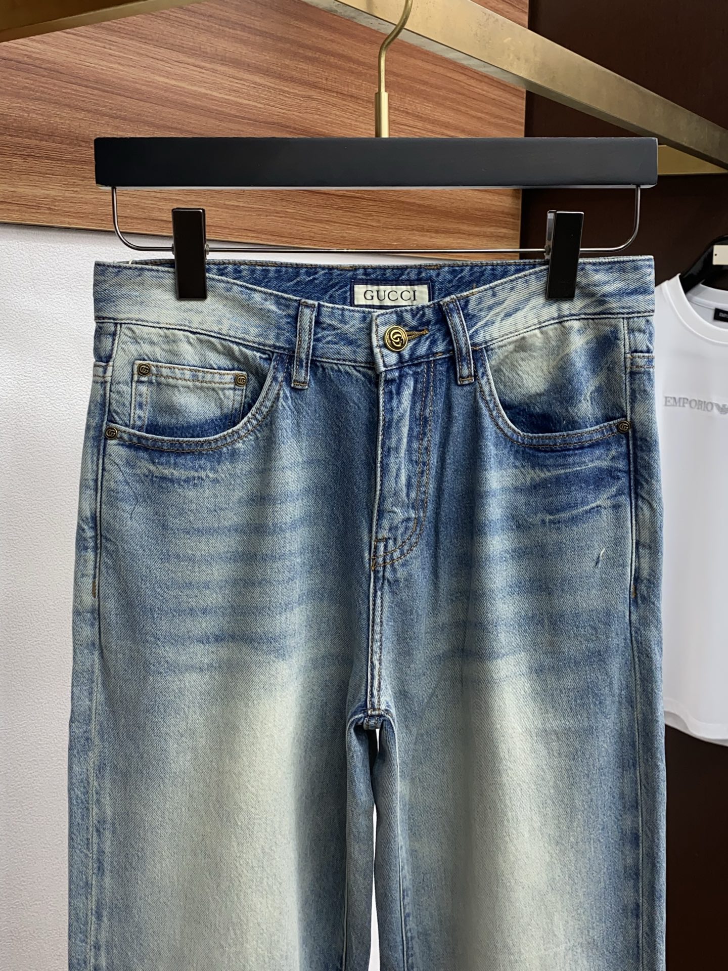 古奇 2026ss春夏新款修身小直筒牛仔裤 完美洗水工艺 定制顶级五金logo 独家定制微弹面料 码数2