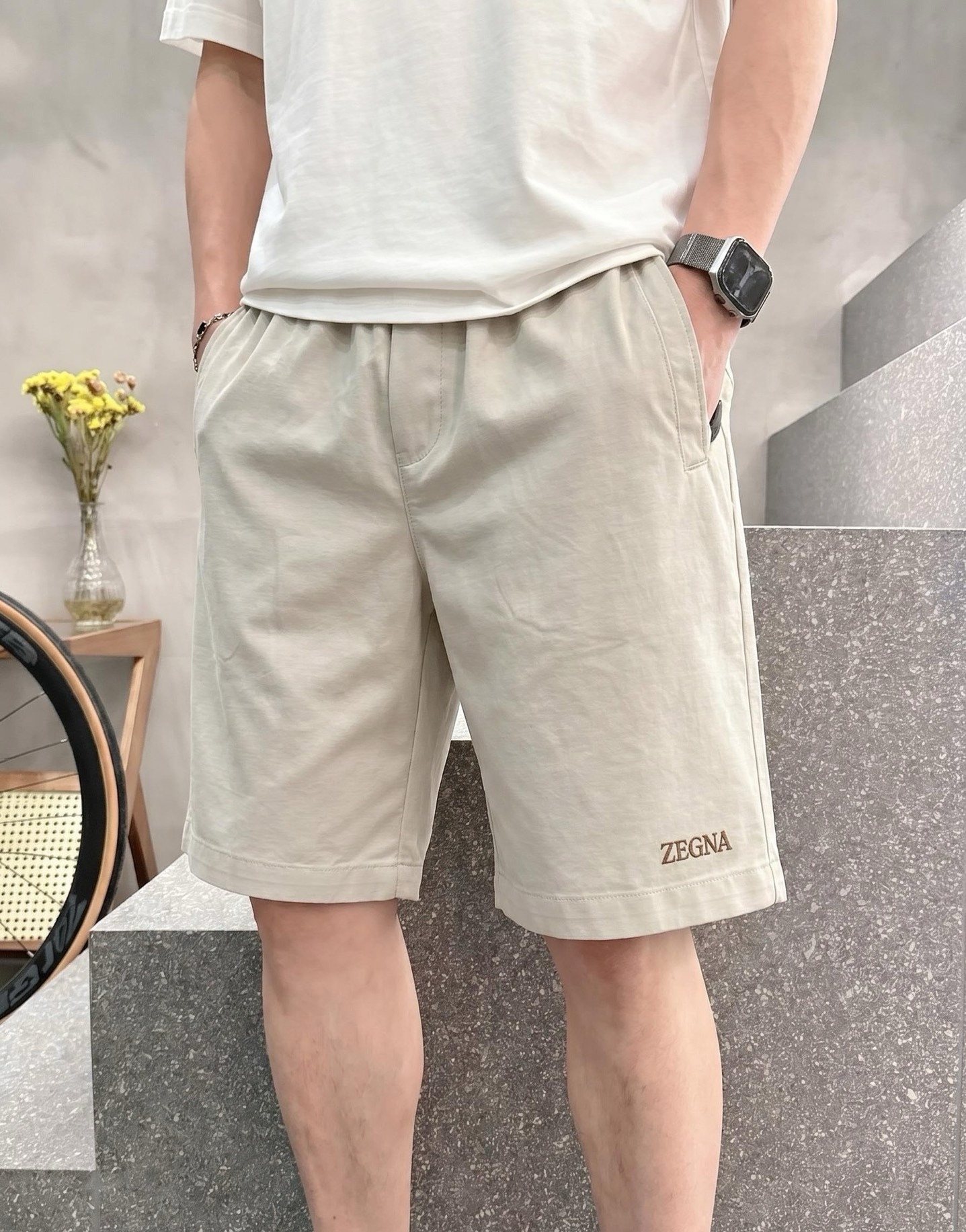 杰尼亚 2026春夏季新款，最新休闲短裤。原版裤型上身休闲百搭 定制麻棉面料 logo刺绣设计 随性慵懒