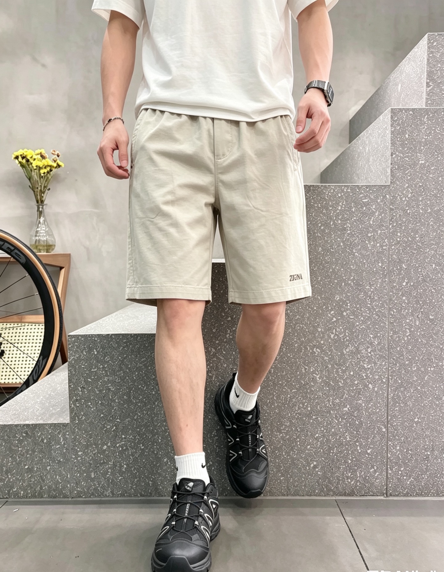 杰尼亚 2026春夏季新款，最新休闲短裤。原版裤型上身休闲百搭 定制麻棉面料 logo刺绣设计 随性慵懒