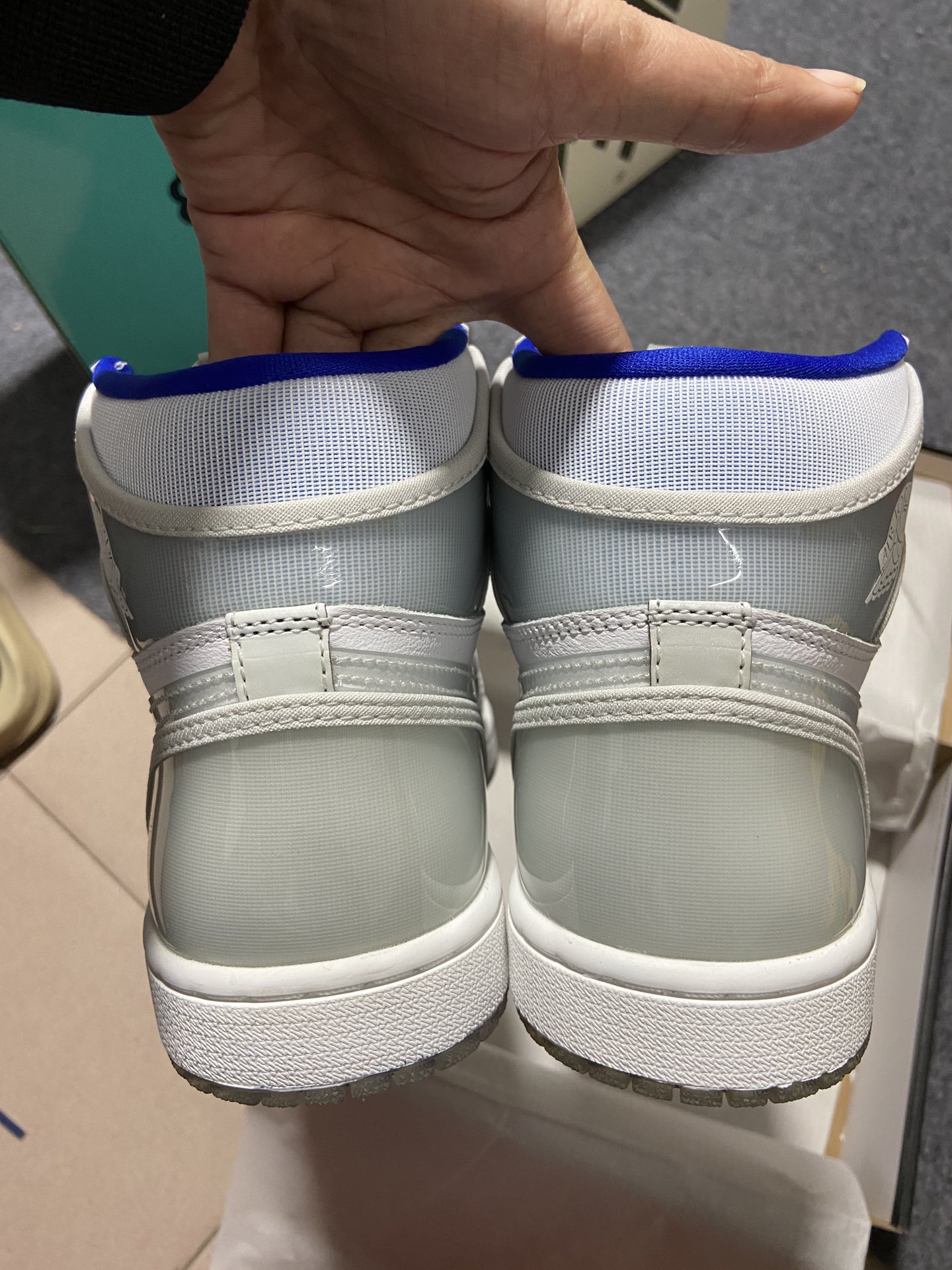 福利特价AirJordan1ZoomR2TAJ1白灰白蓝漆皮渐变底DIORCK6637-104aj1小迪